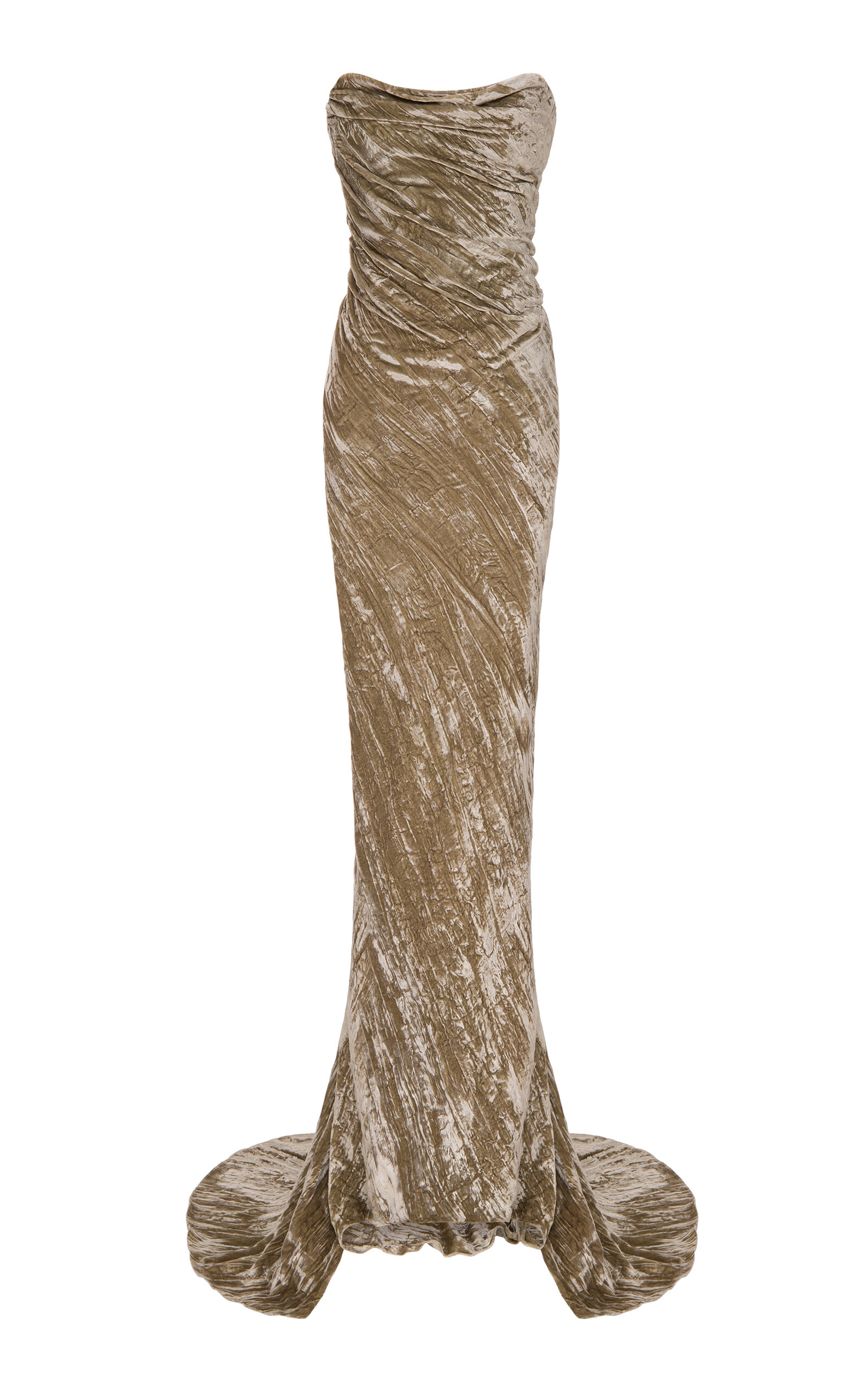 Marmar Halim Strapless Crushed Velvet Gown