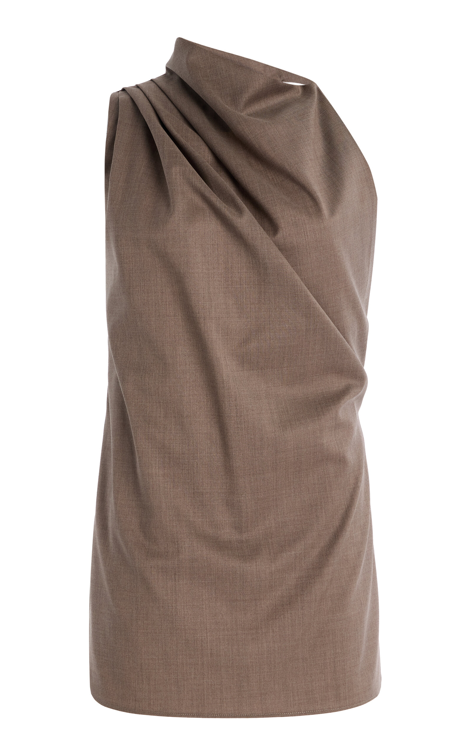Sev Draped Lightweight Wool Top In Brown