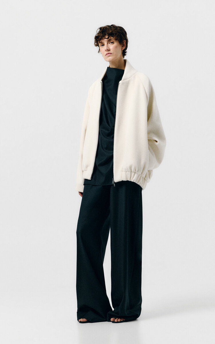 SEV Wool-Blend Bomber Jacket - Ivory - XS/S