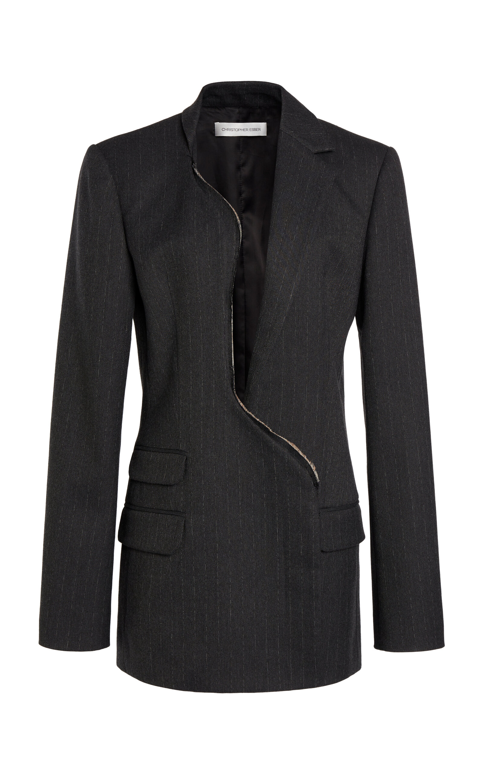Christopher Esber Torrent Pinstriped Suiting Blazer - Dark Grey