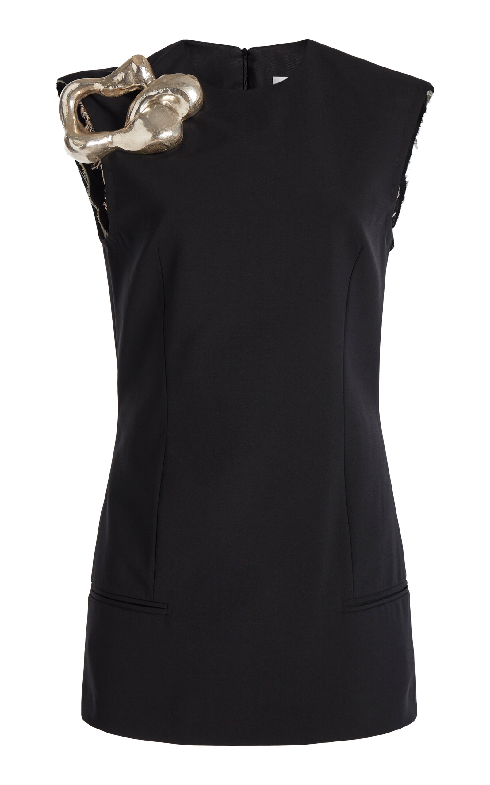 Christopher Esber Embellished Stretch-Wool Mini Dress - Black