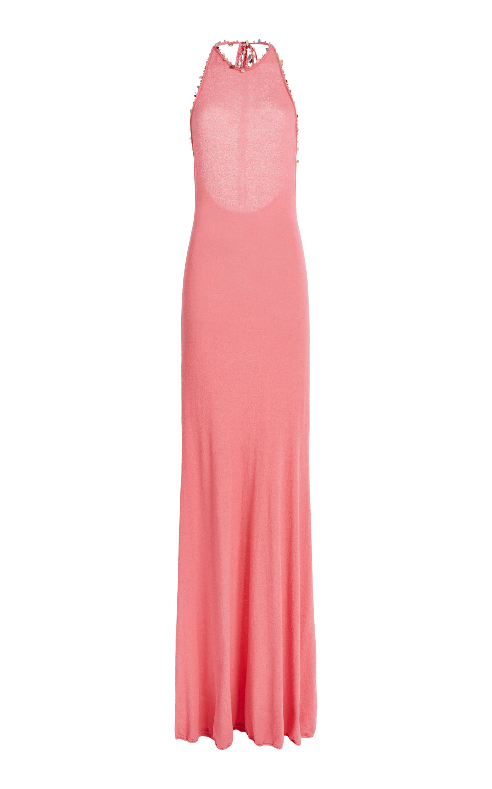 Christopher Esber Embellished Knit Halter Mini Dress In Pink