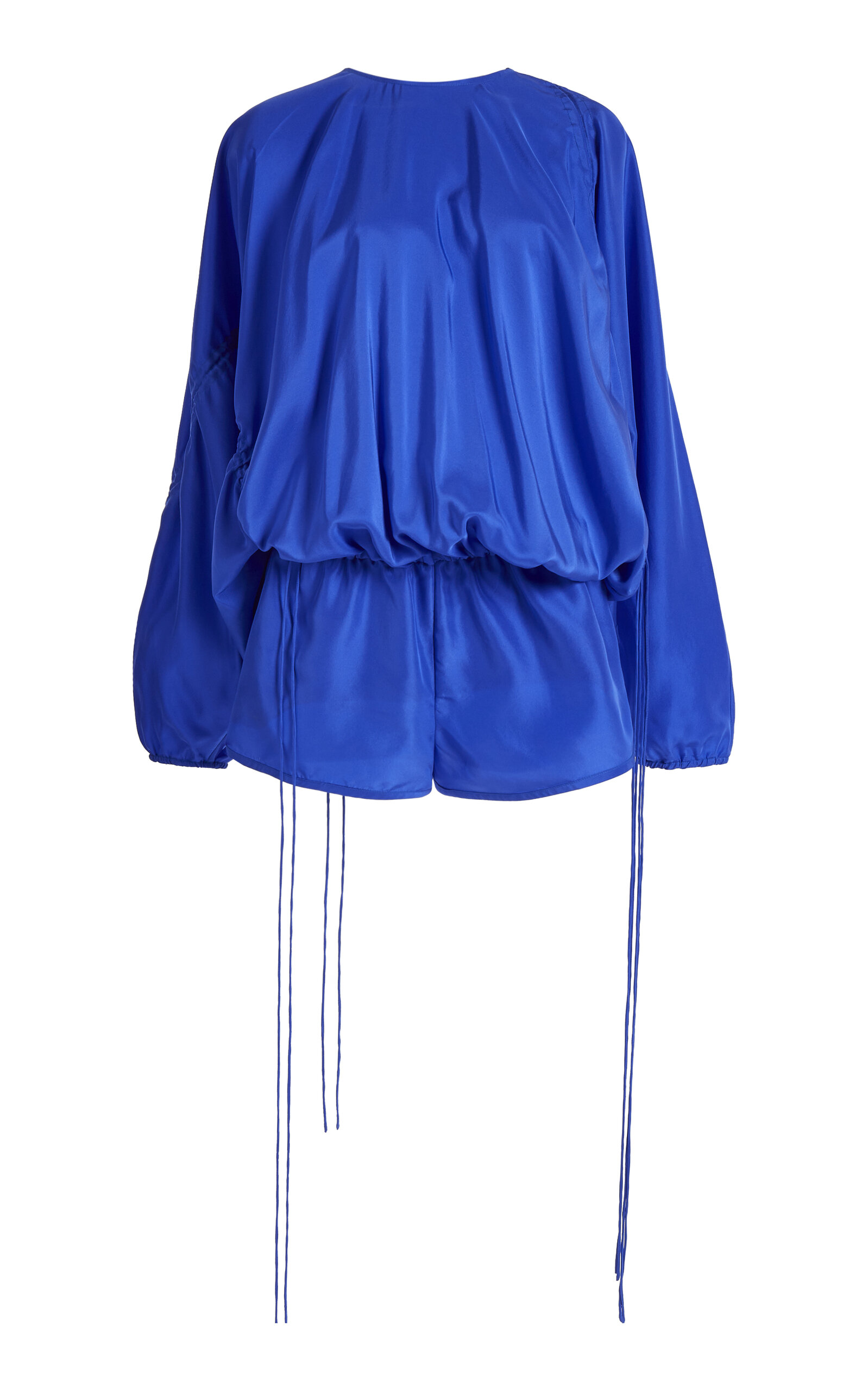 Christopher Esber Parachute Draped Silk Playsuit - Blue