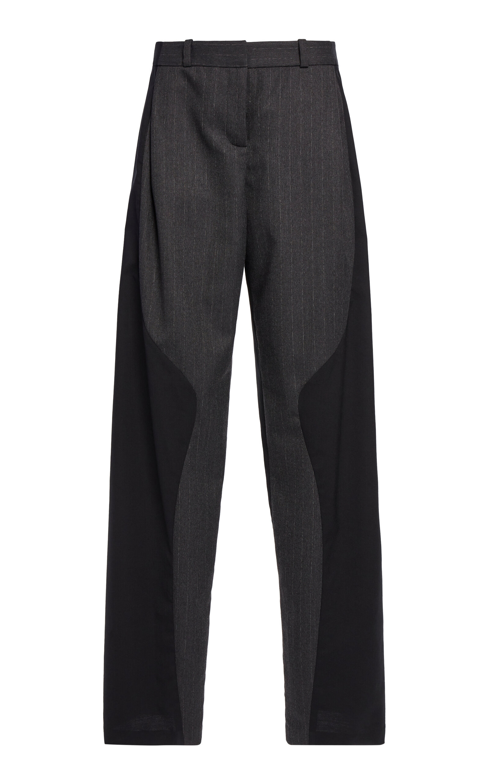 Christopher Esber Torrent Pinstriped Low-rise Straight-leg Pants In Black