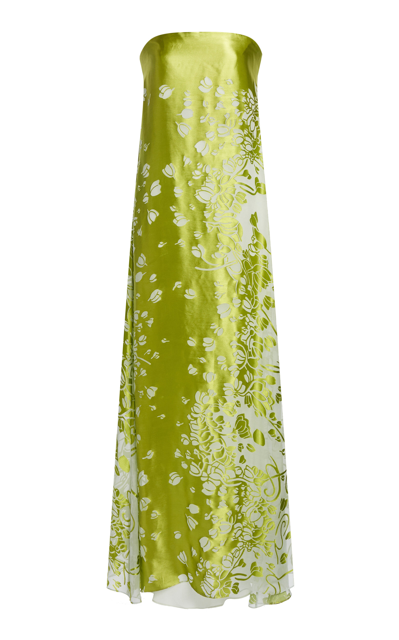 Christopher Esber Burnout Strapless Maxi Dress In Green