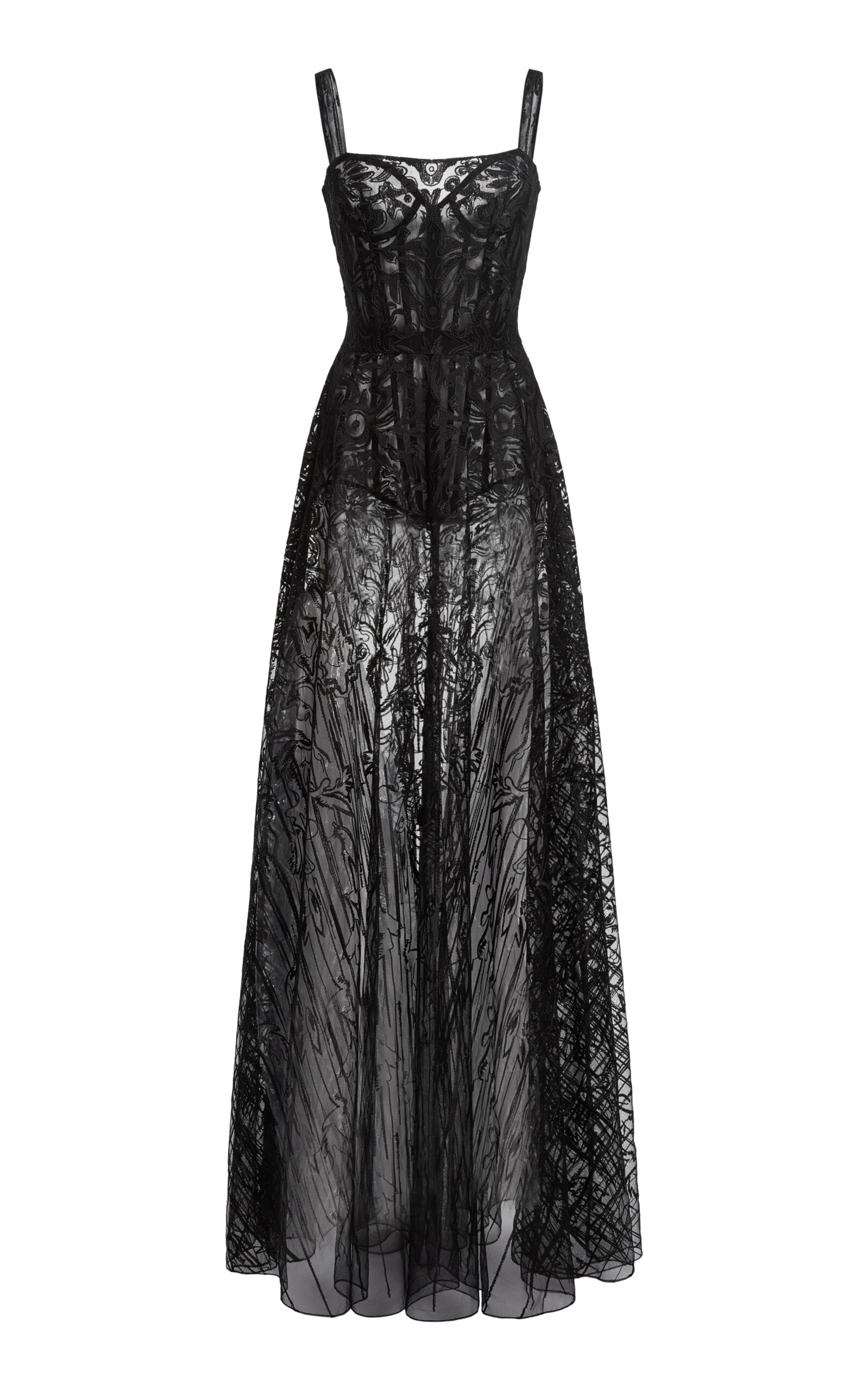 Zuhair Murad Embroidered Silk Corseted Gown In Black