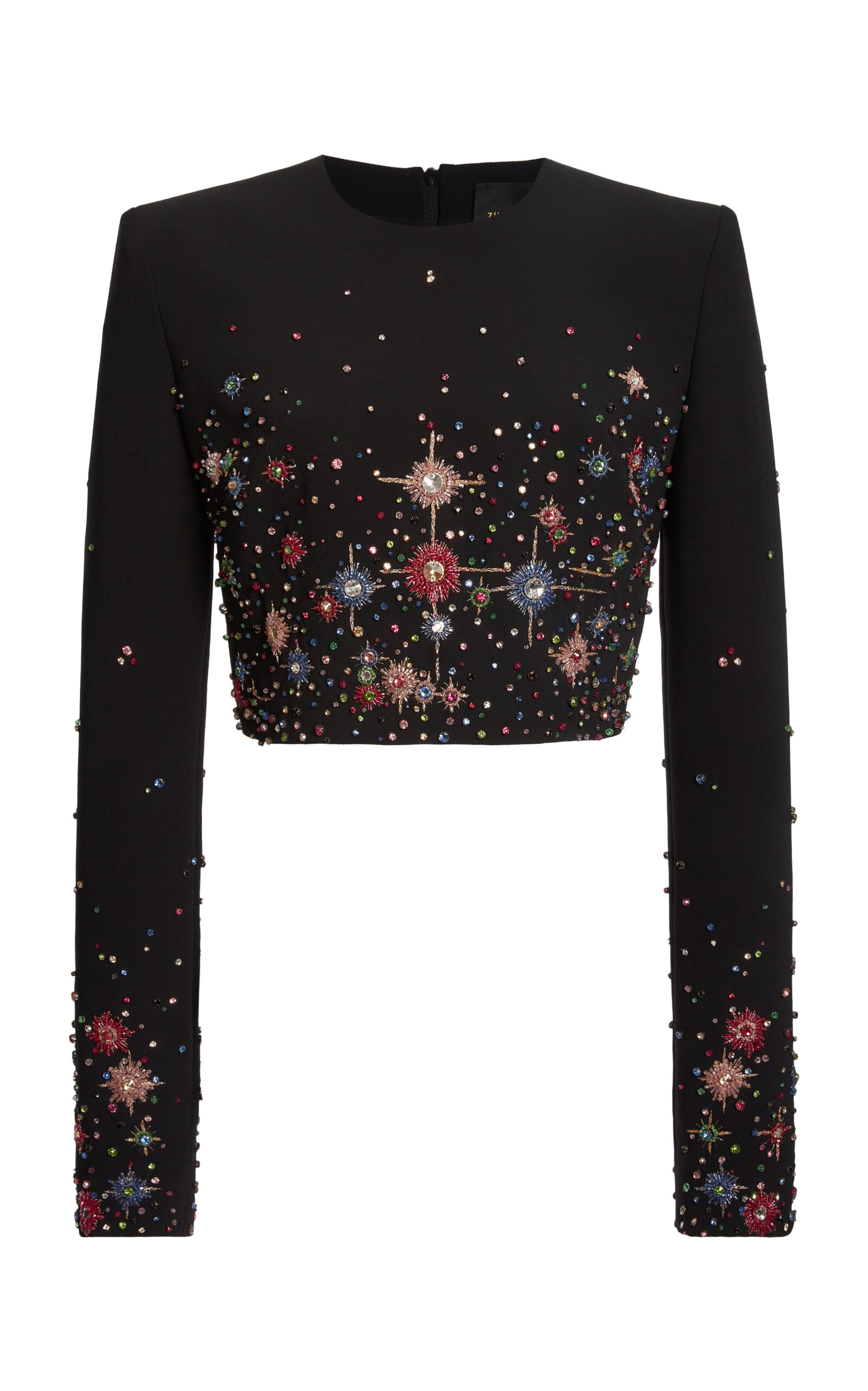 Zuhair Murad Embroidered Silk Cropped Top In Multi