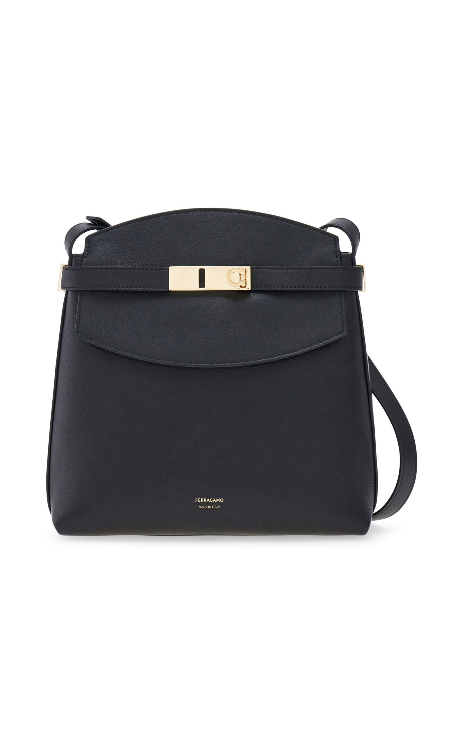 Ferragamo Hug Leather Messenger Bag - Black - OS