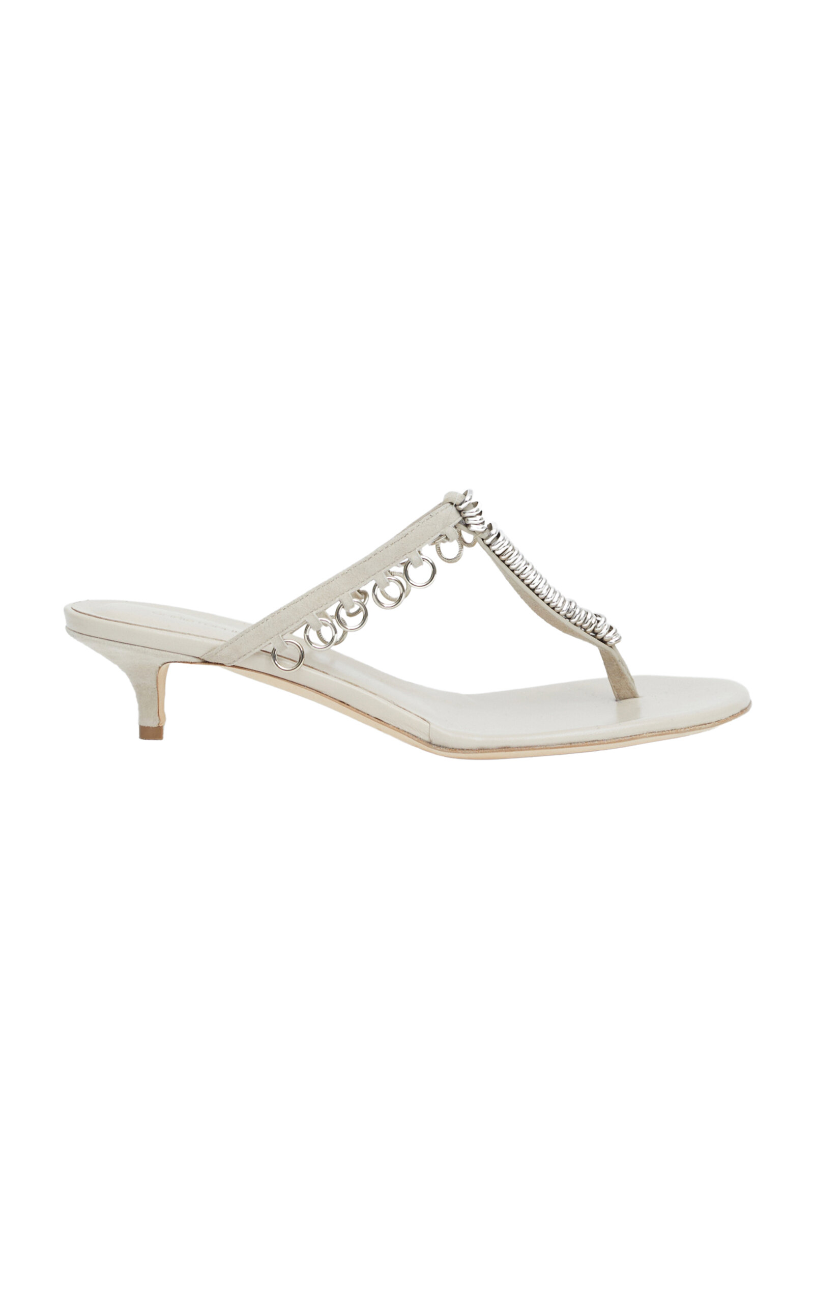 Christopher Esber Pierced Leather Kitten Heels In White