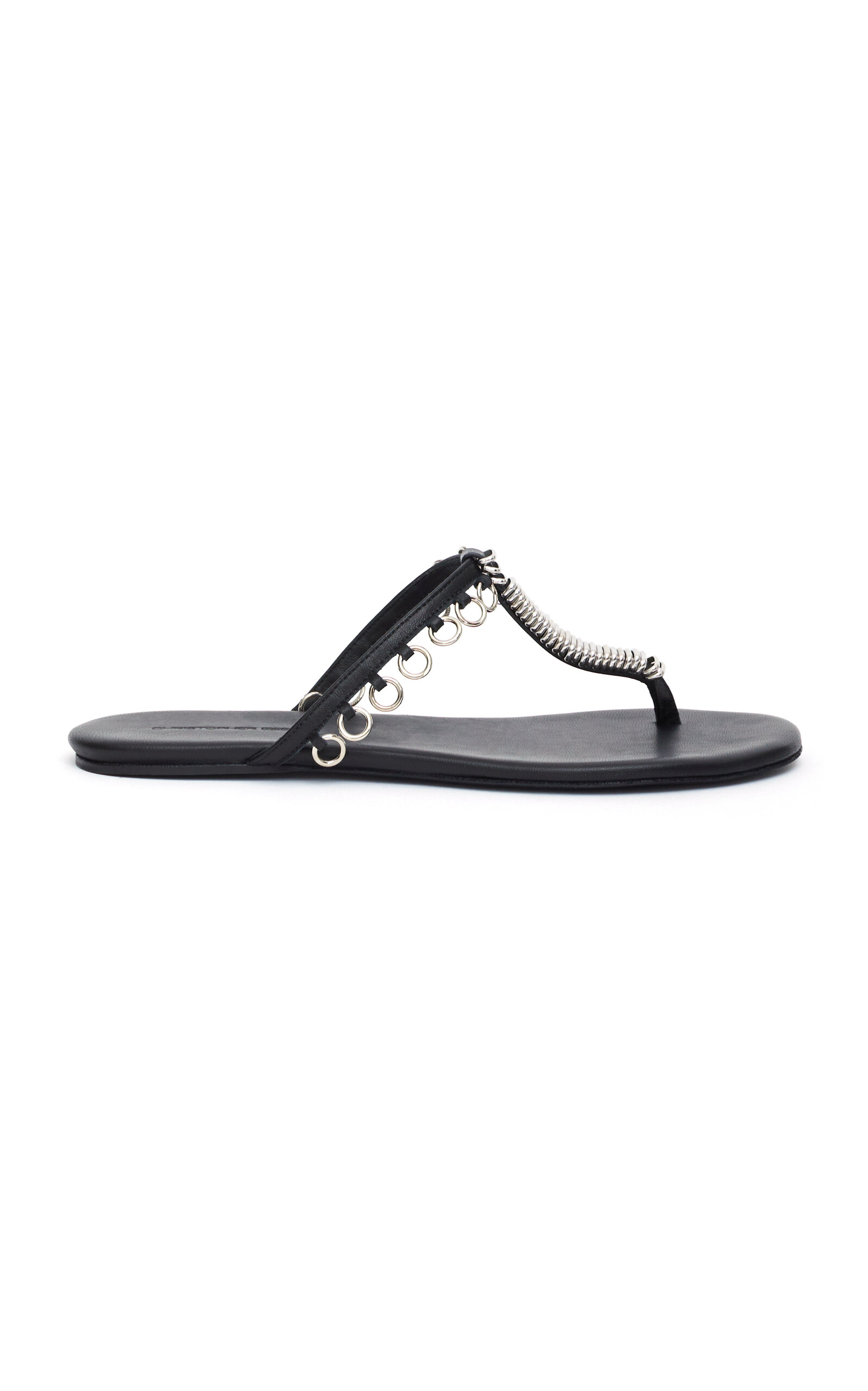Christopher Esber Pierced Leather Flip Flops In Black