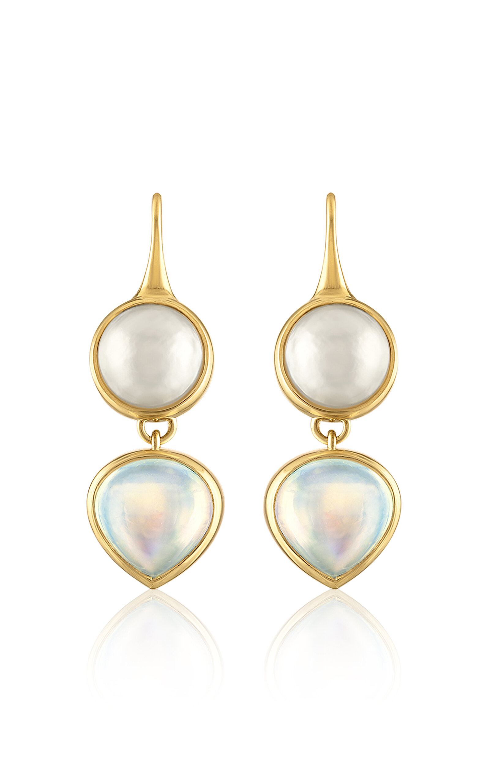 Louise Convertible 18K Yellow Gold Pearl And Moonstone Earrings