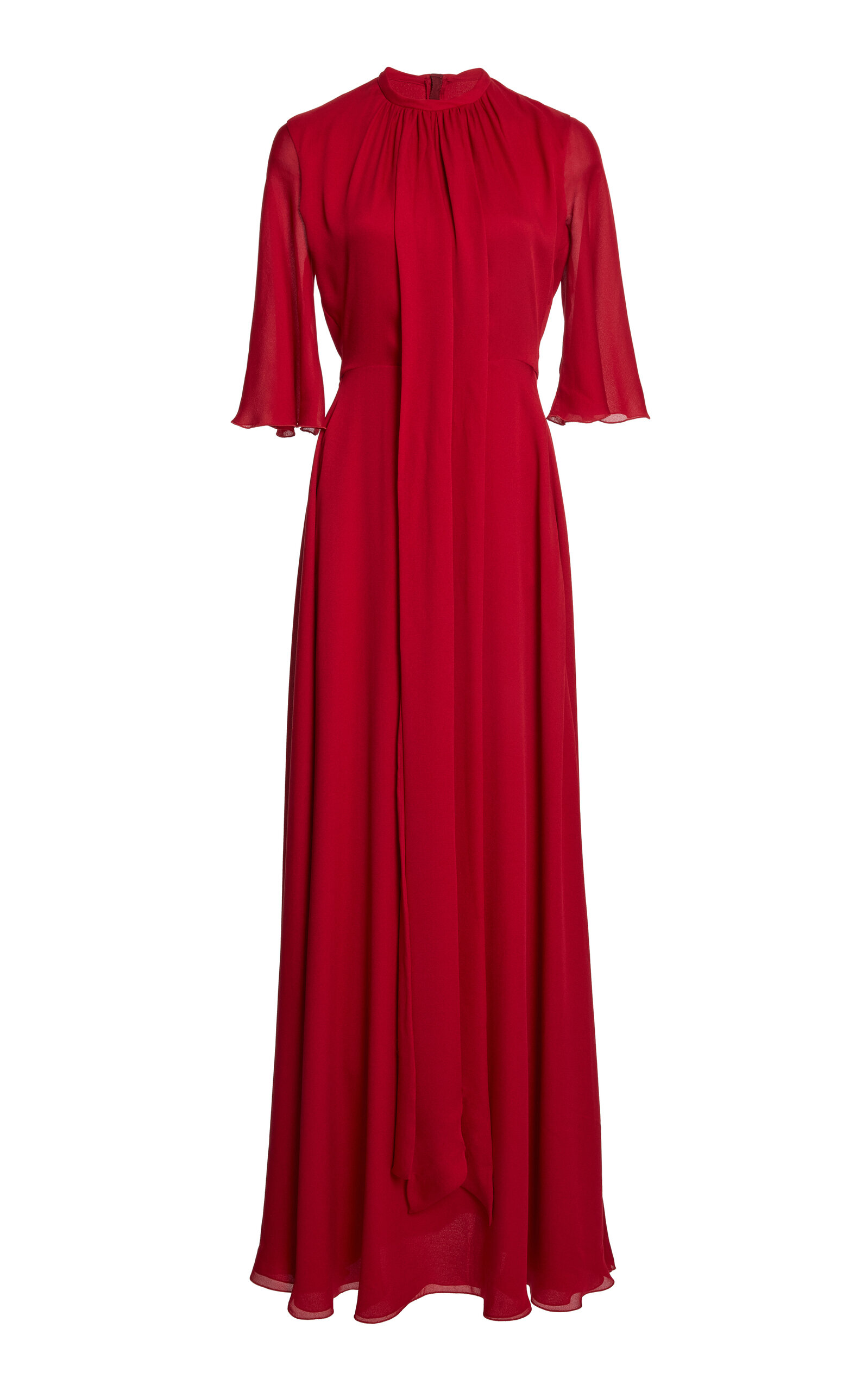 Giambattista Valli Bow-Detailed Sable Maxi Dress - Red