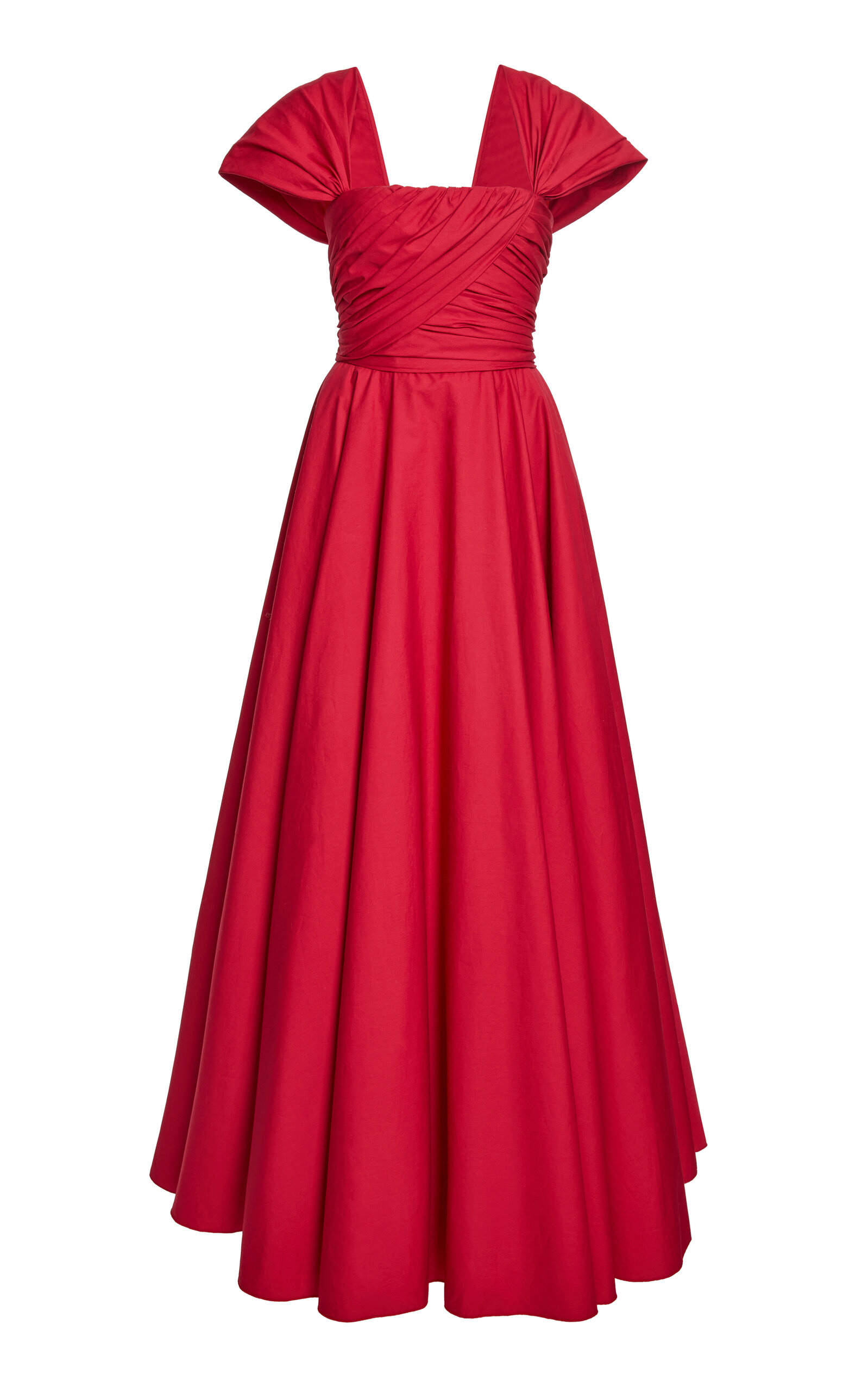 Giambattista Valli Pleated Popeline Gown In Red