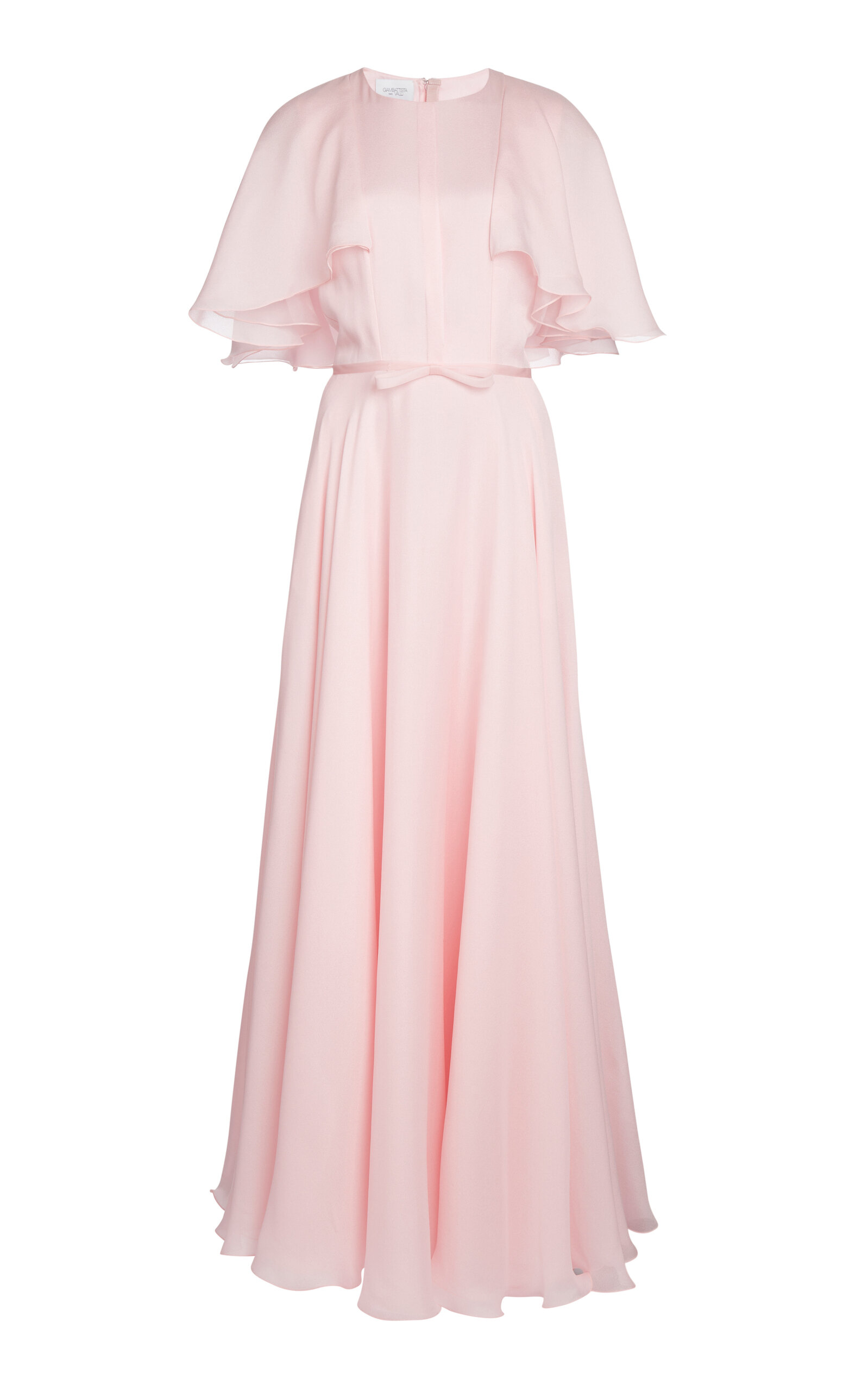 Giambattista Valli Cape-sleeve Sable Maxi Dress In Light Pink