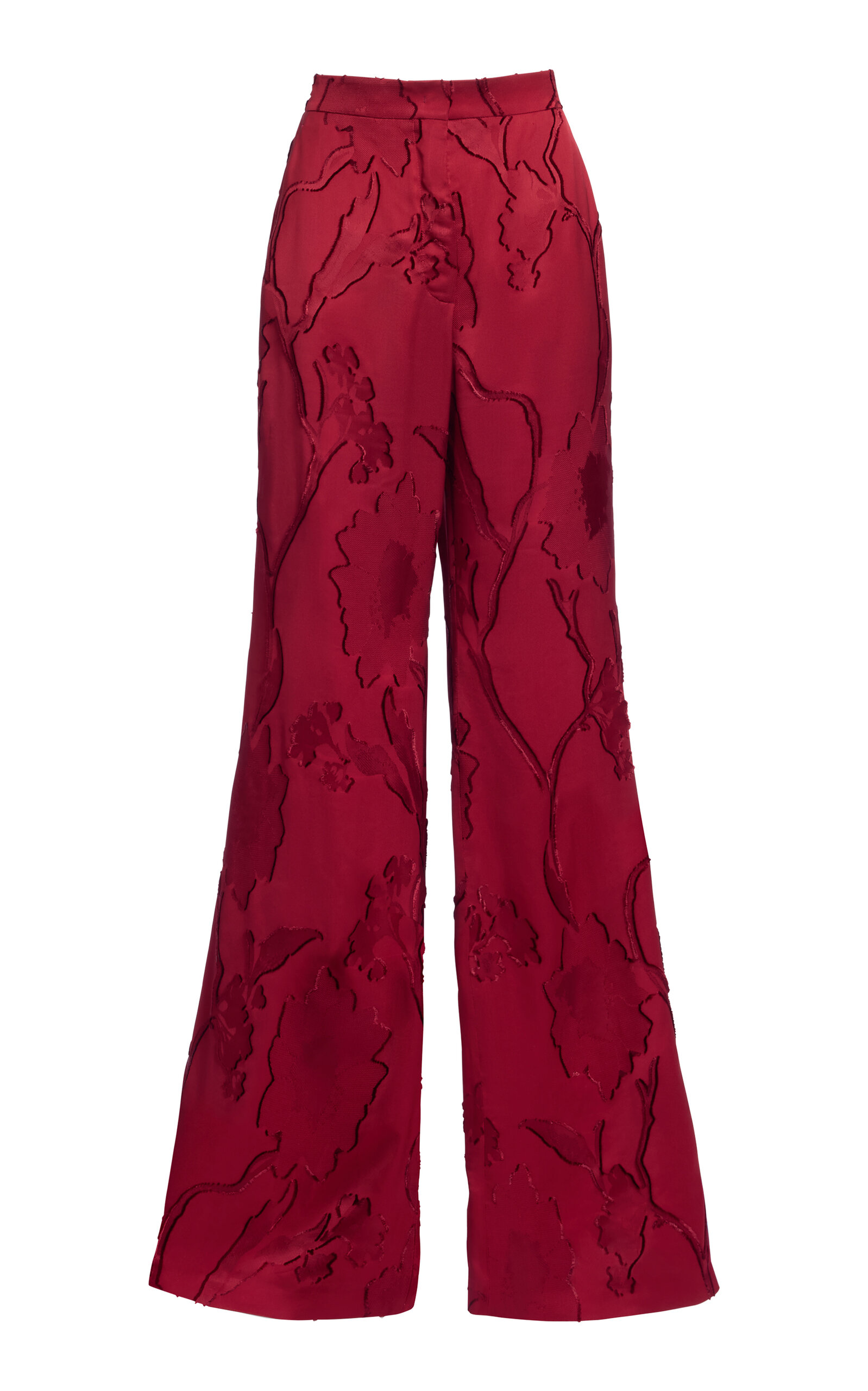 Elie Saab Jacquard Wide-Leg Pants - Red