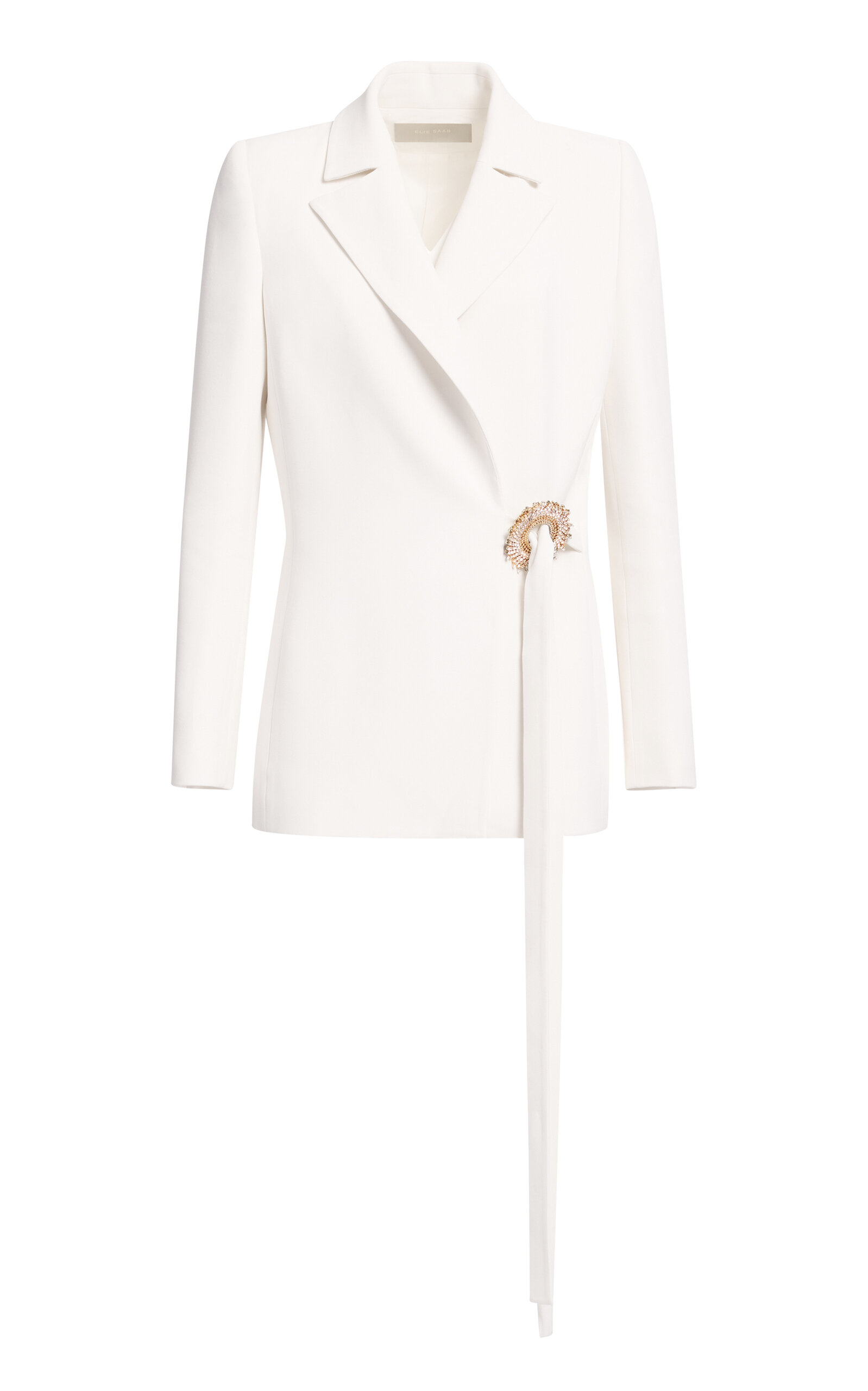 Elie Saab Crystal-Embellished Cady Wrap Blazer