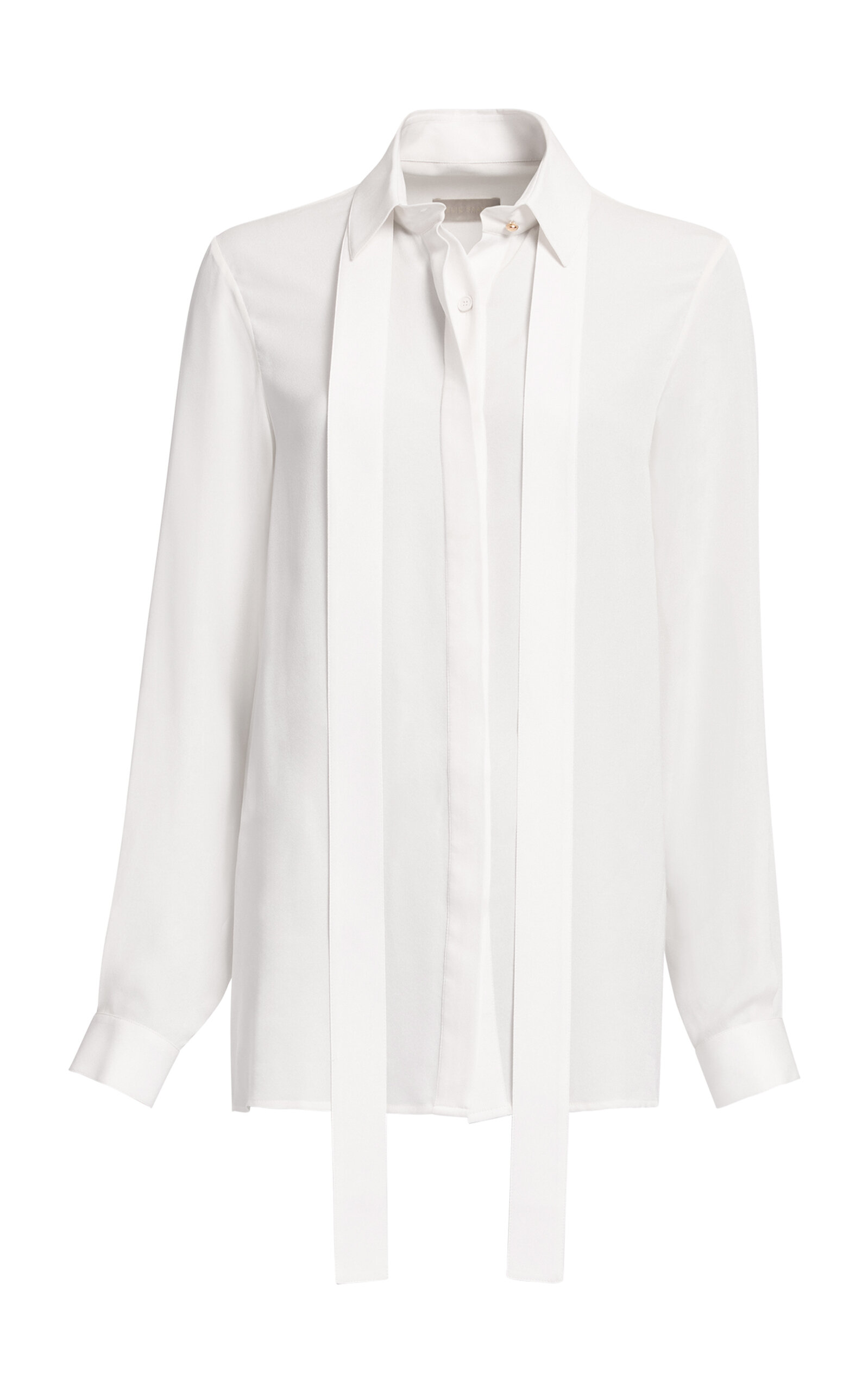 Elie Saab Long Silk Georgette Shirt In White