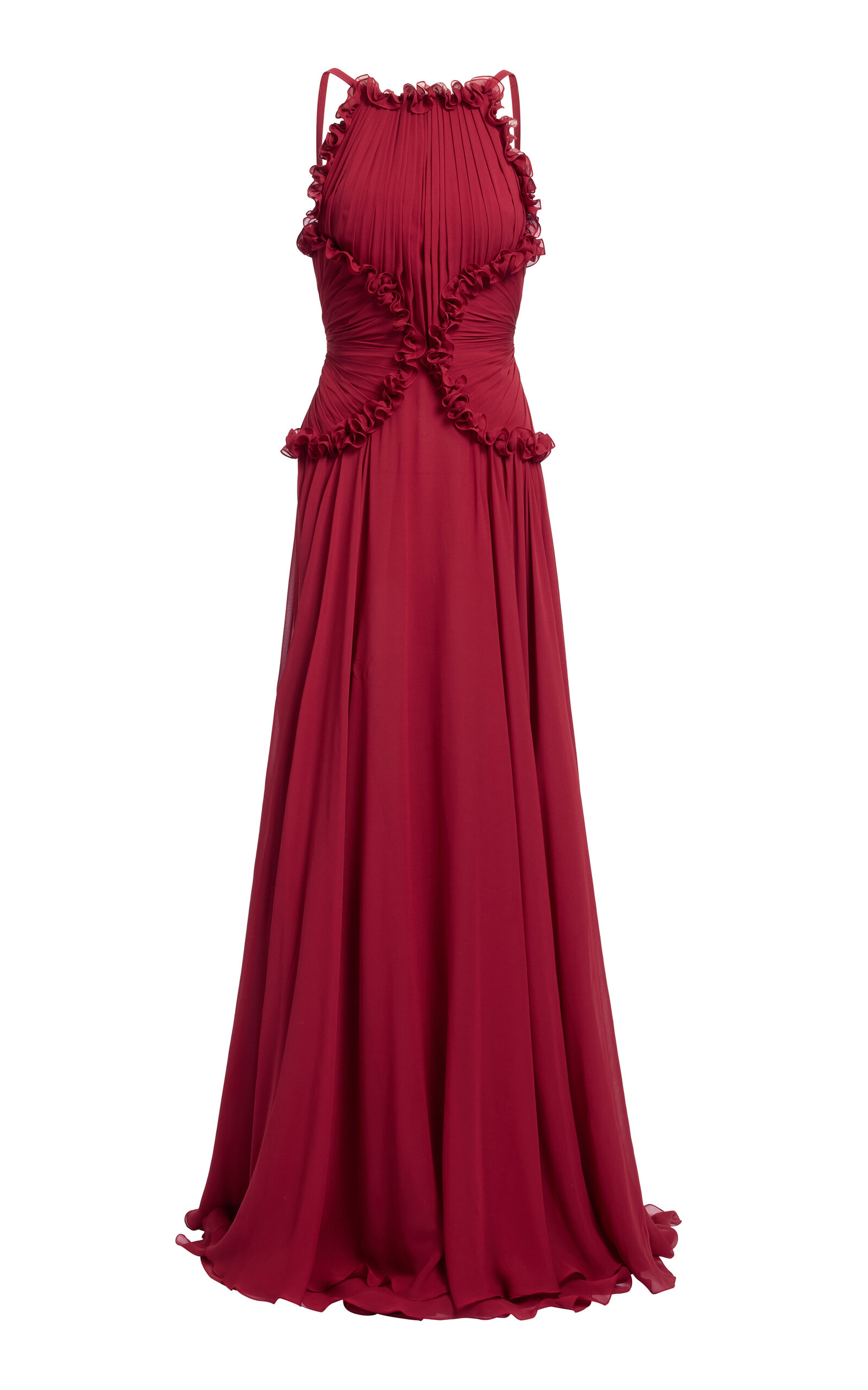 Elie Saab Ruffled Silk Georgette Maxi Dress