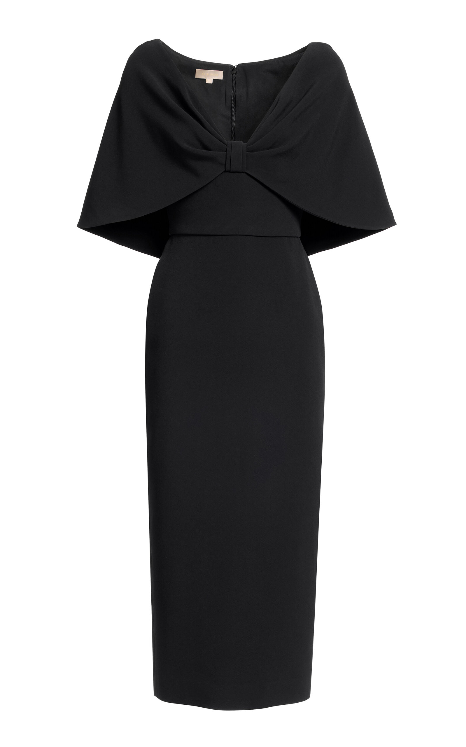 Elie Saab Cape-Sleeve Cady Midi Dress