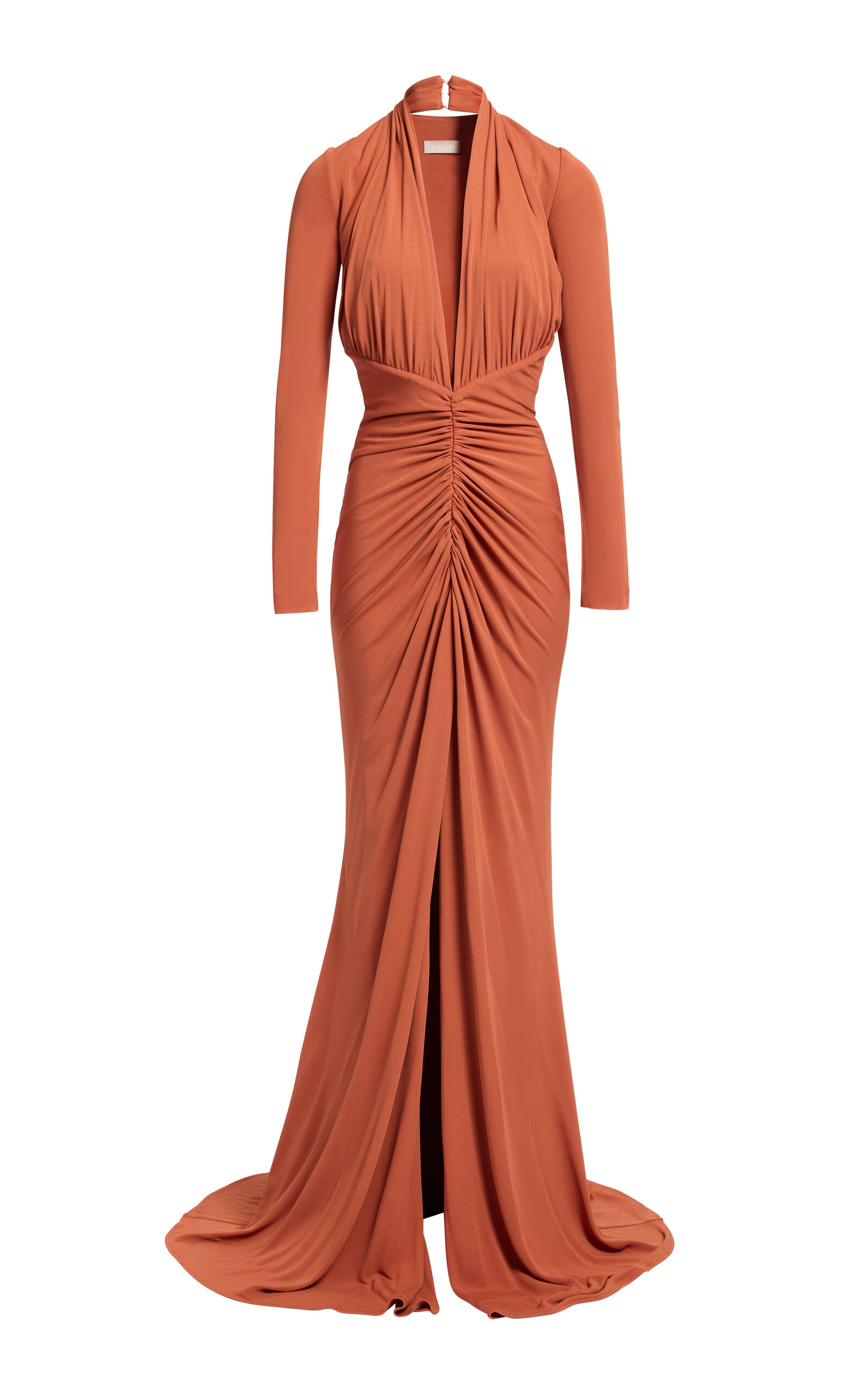 Elie Saab Ruched Jersey Maxi Dress