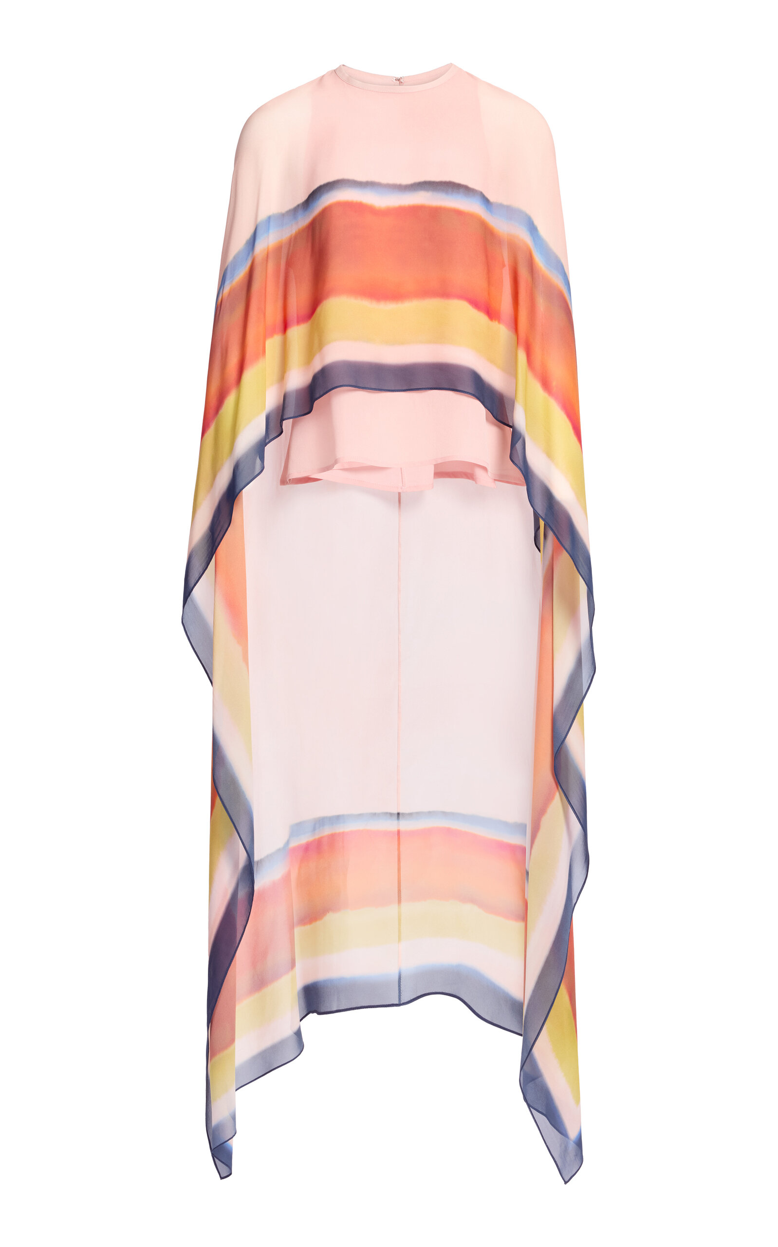 Shop Elie Saab Printed Chiffon Cape Top In Multi