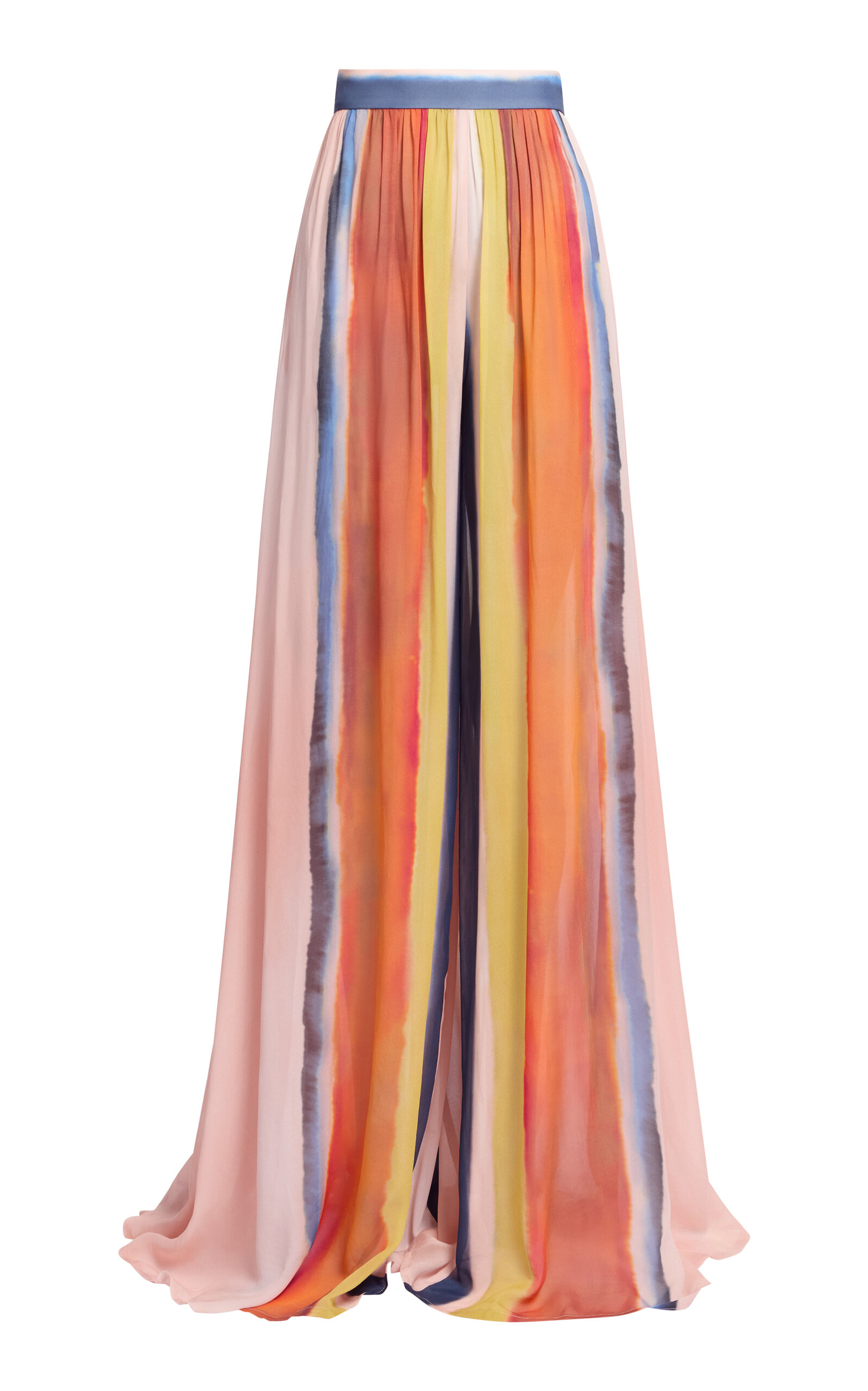 Elie Saab Printed Chiffon Wide-Leg Pants