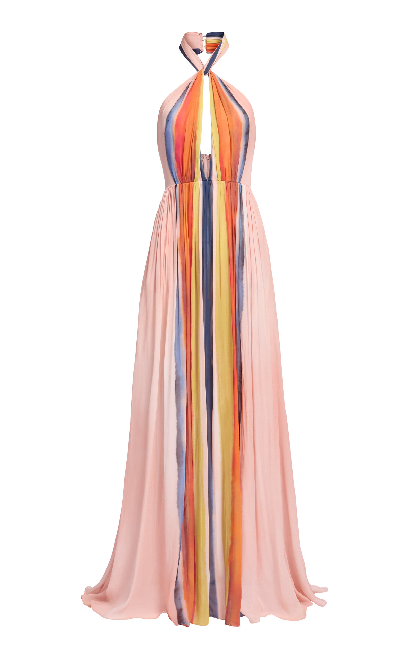 Elie Saab Printed Chiffon Long Dress