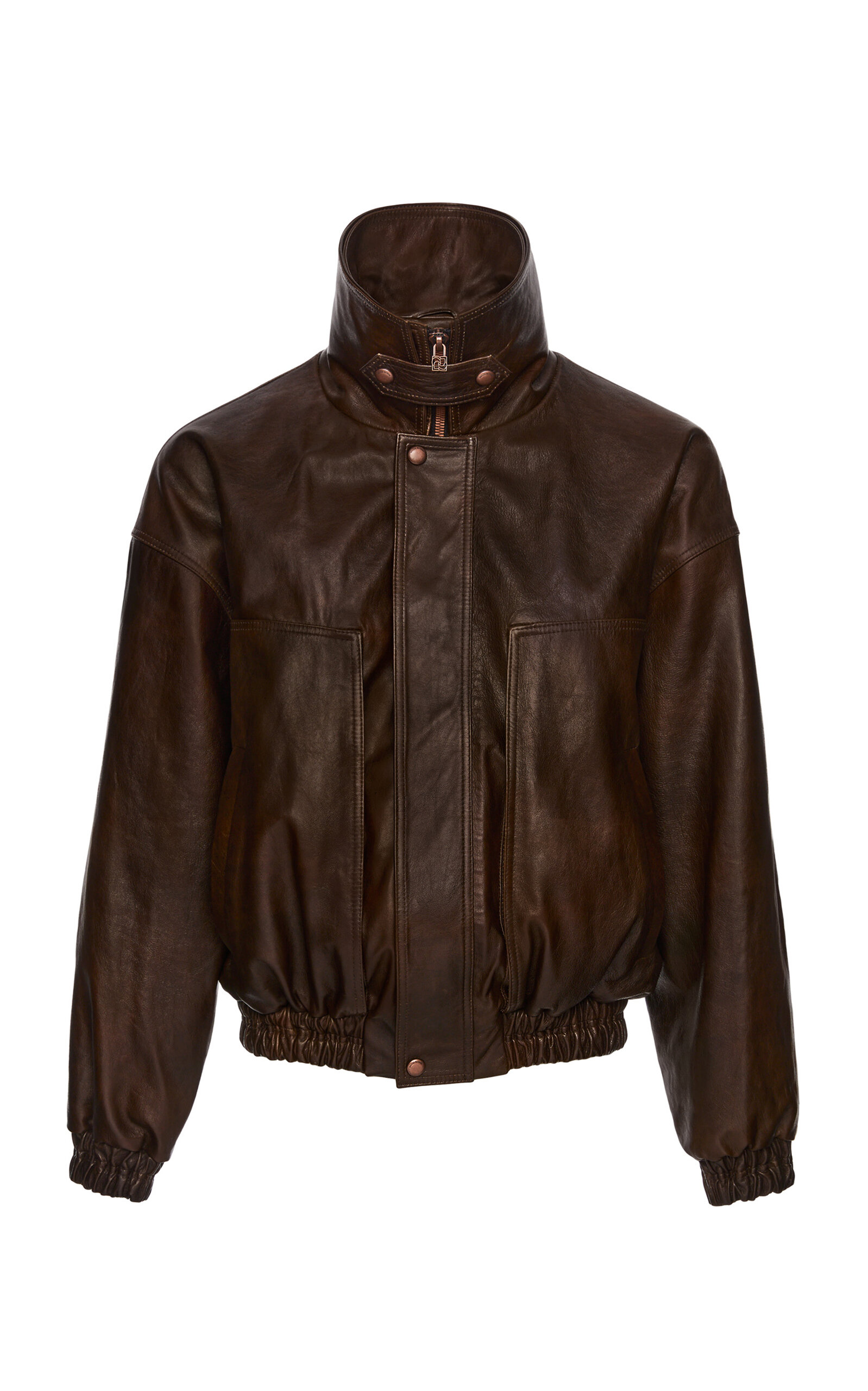 Magda Butrym Oversized Leather Bomber Jacket - Brown