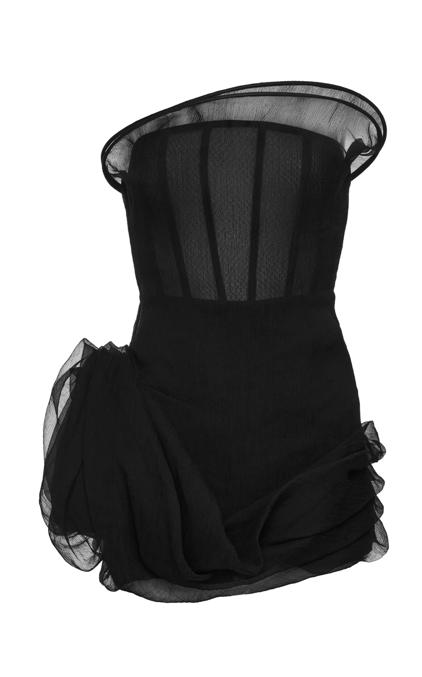 Magda Butrym Ruffled Silk-wool Mini Dress In Black