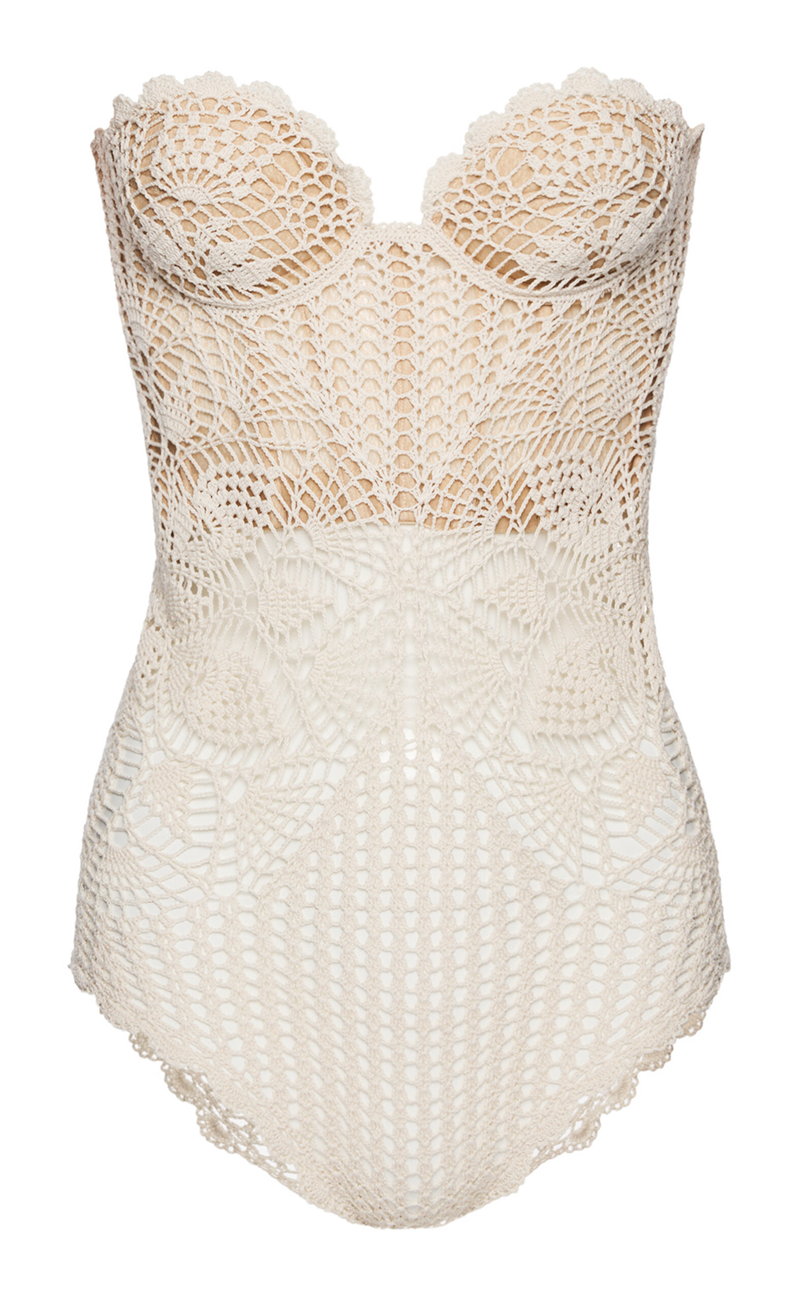 Magda Butrym Cotton Crochet Bodysuit In Ivory