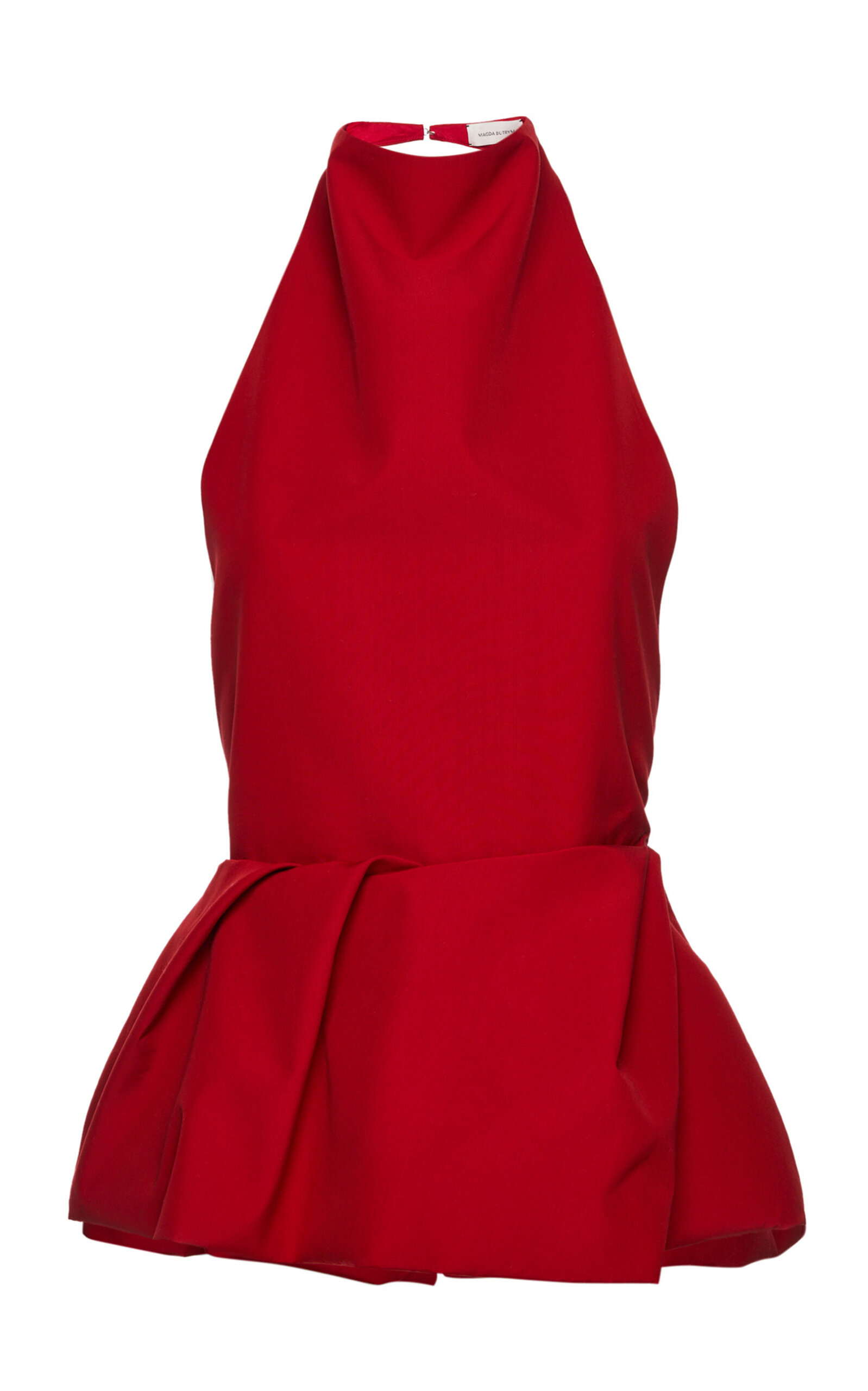 Magda Butrym Open Back Cotton-Blend Taffeta Peplum Top