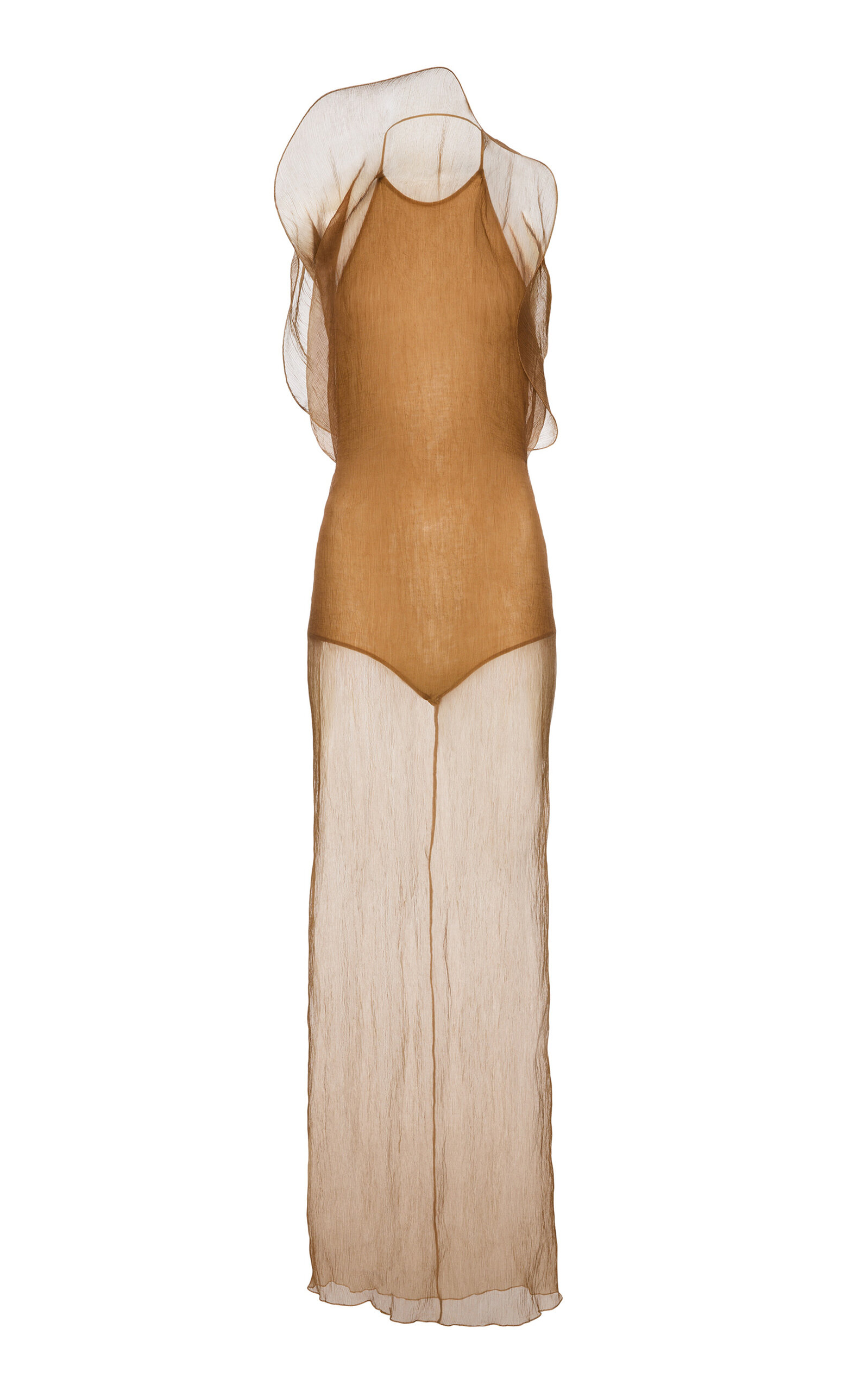 Magda Butrym Asymmetric Silk Gauze Maxi Dress