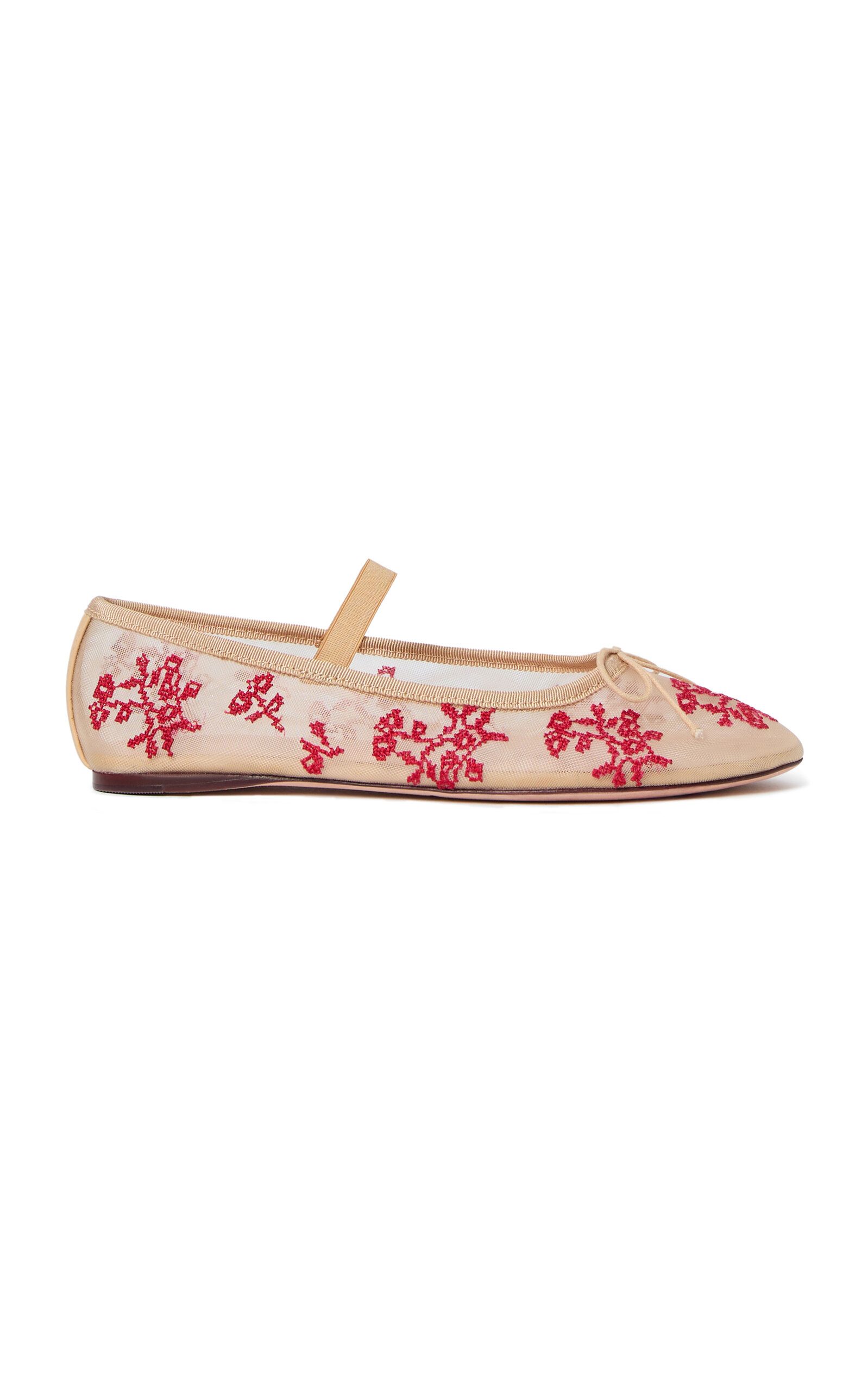 Leonie Embroidered Mesh Ballet Flats