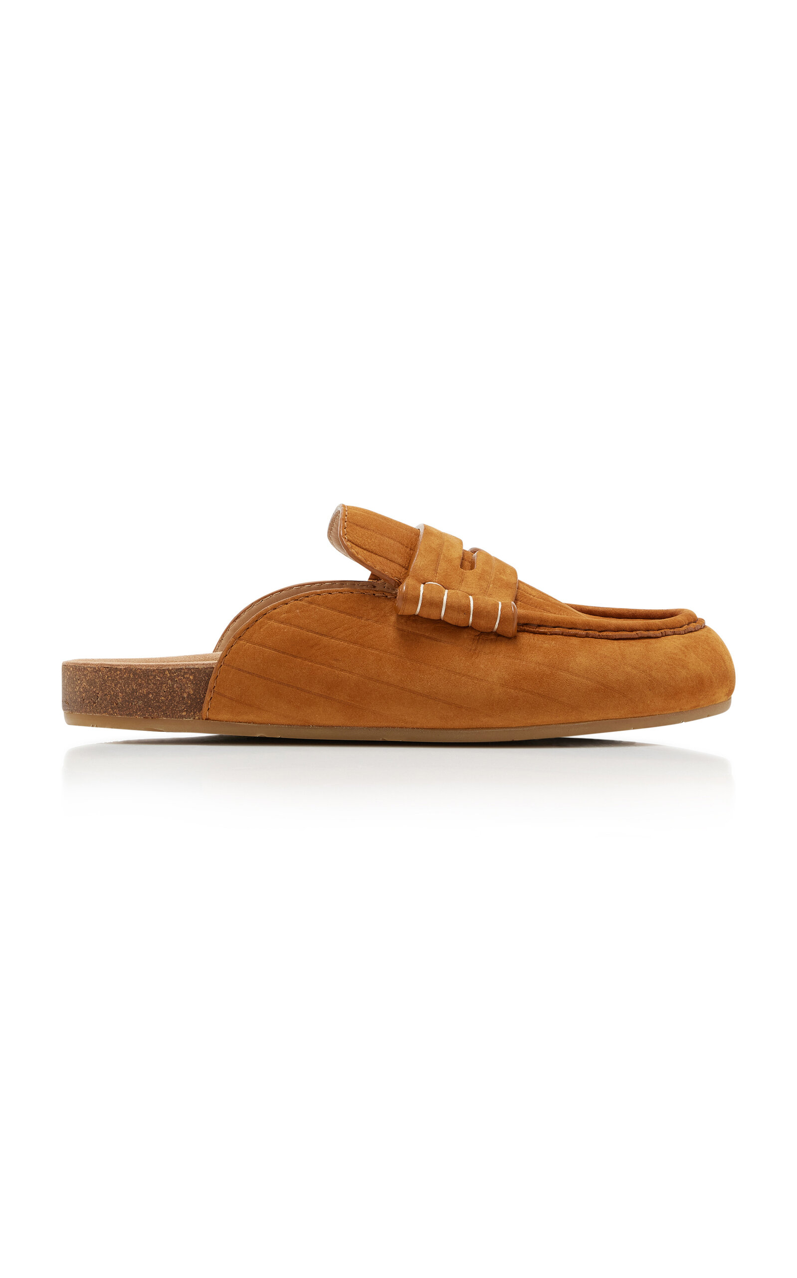 Jw Anderson Stitch Ribbed Nubuck Mules In Brown