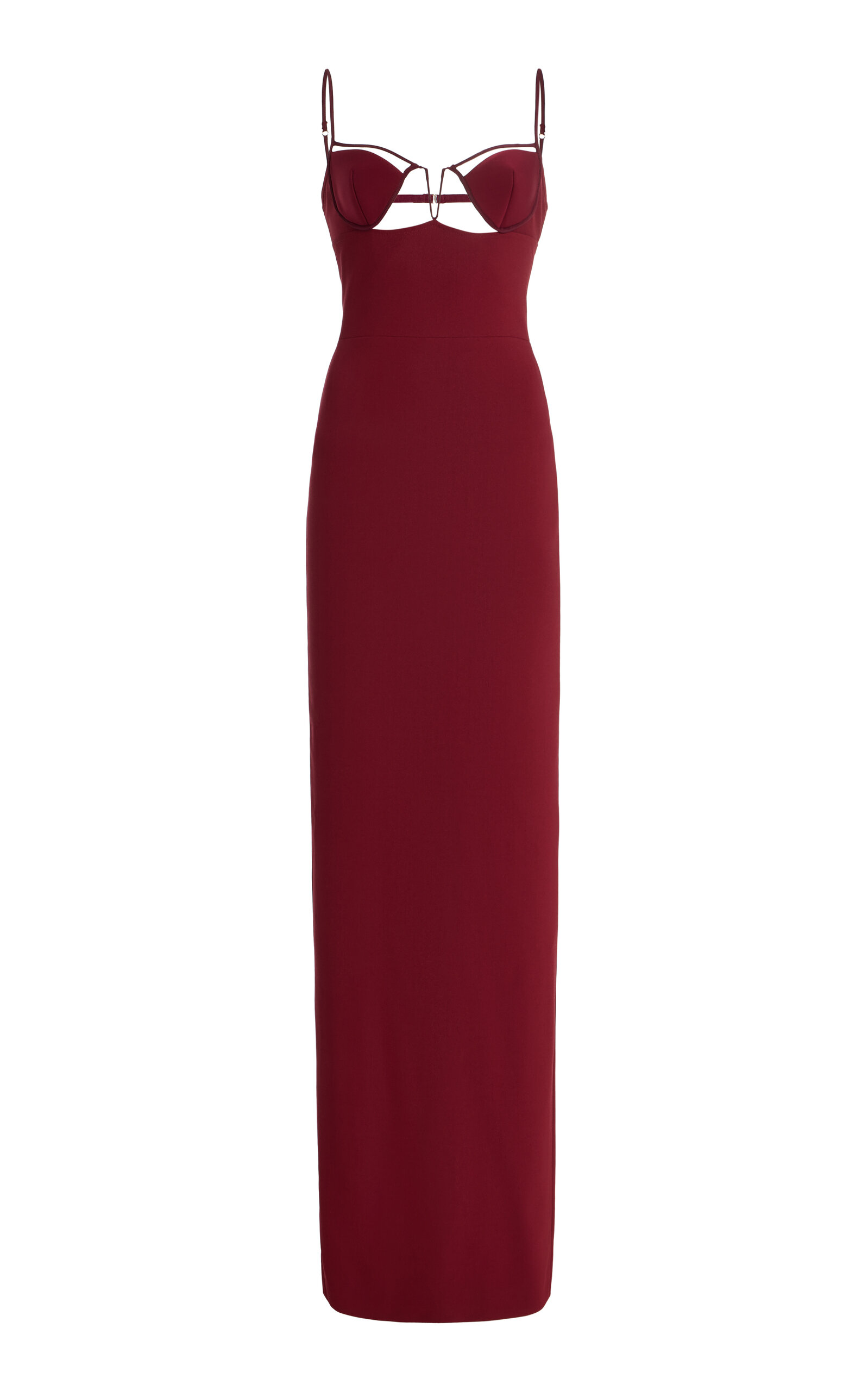 Nensi Dojaka V-wire Bra Jersey Maxi Dress In Burgundy