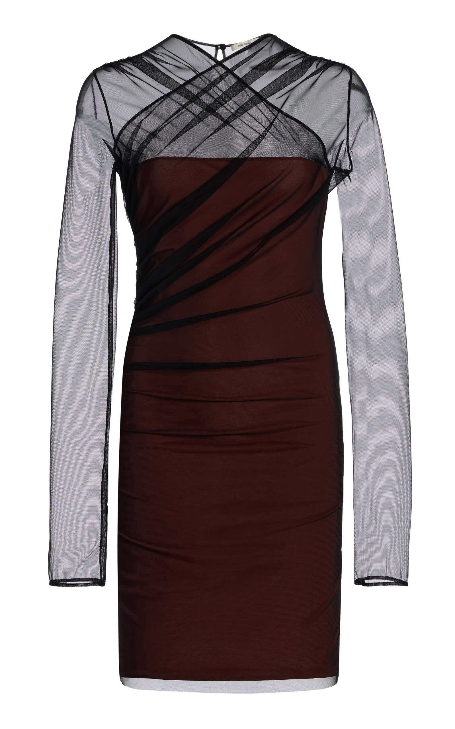 Nensi Dojaka Draped Tulle Mini Dress In Brown