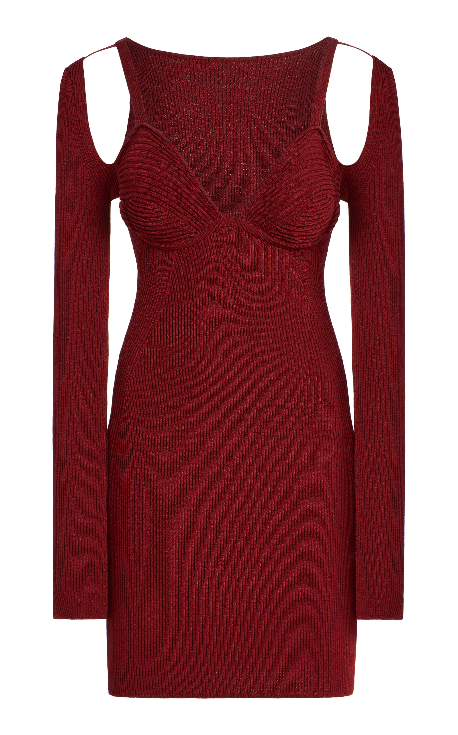 Nensi Dojaka Ribbed-knit Mini Dress In Burgundy