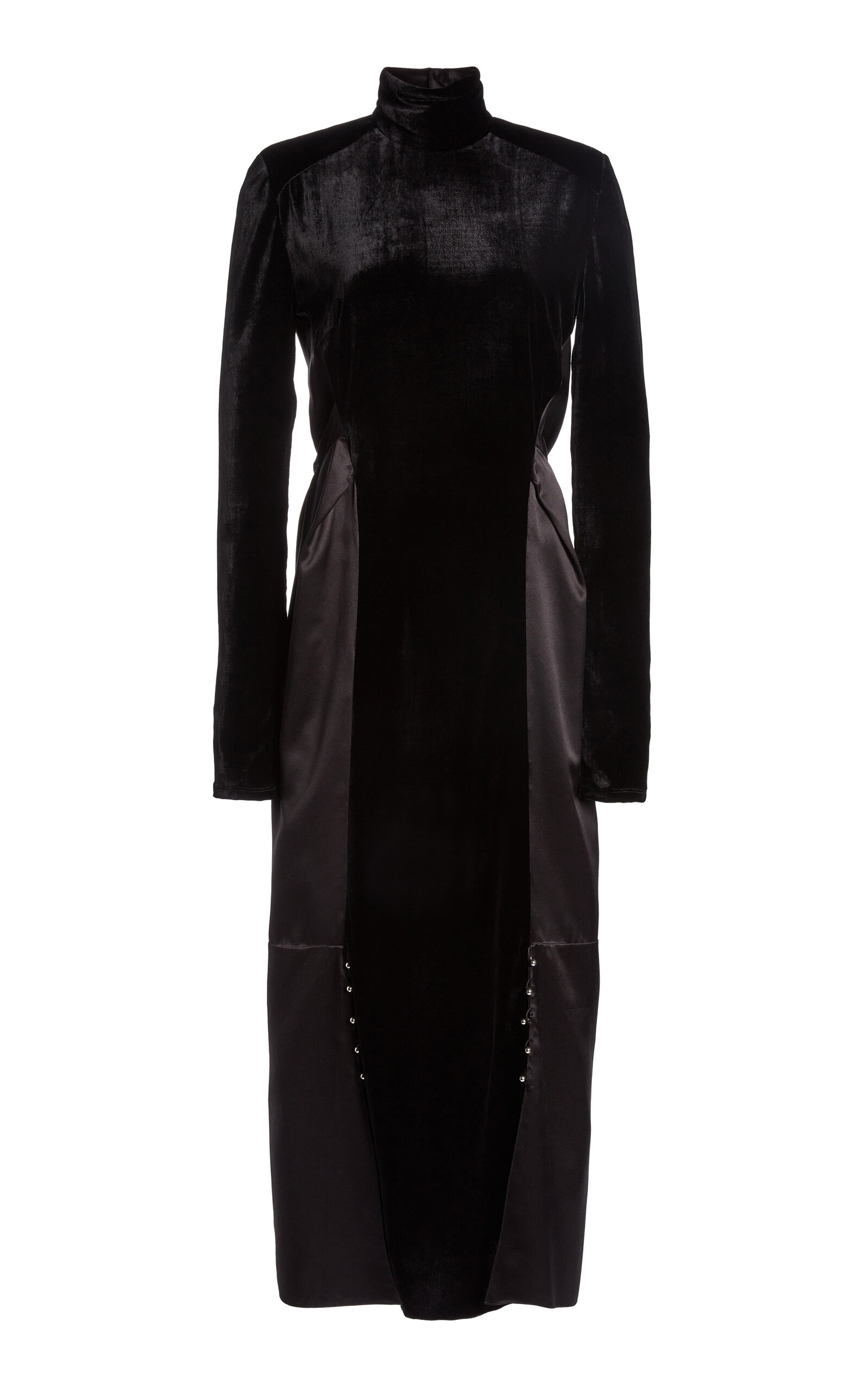 Lanvin Velvet-satin Midi Dress In Black