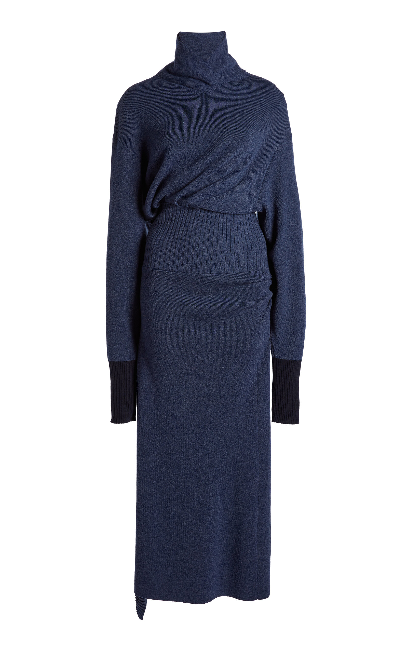 Lanvin Draped Wool-Cashmere Midi Dress