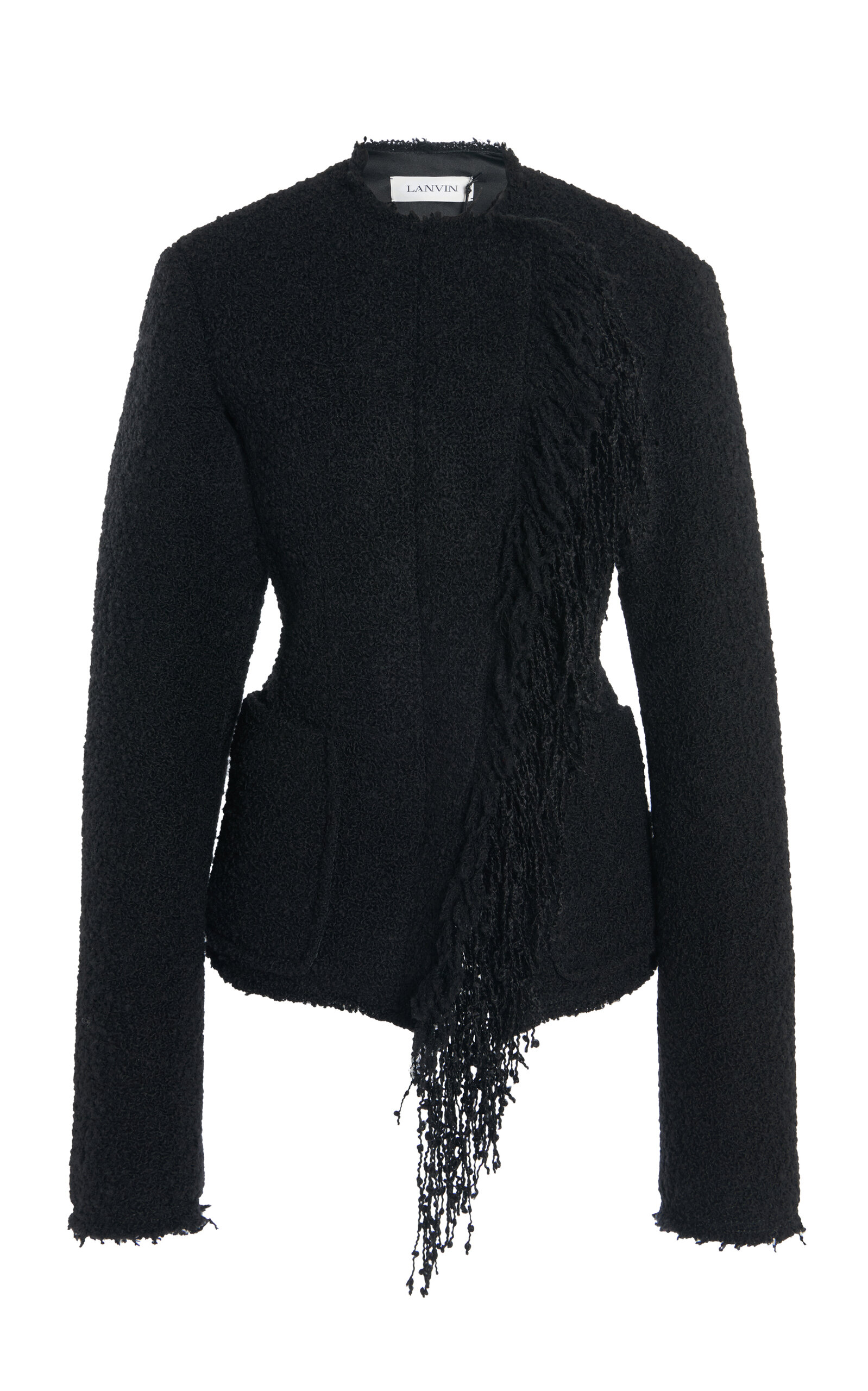 Lanvin Collarless Wool-blend Jacket In Black