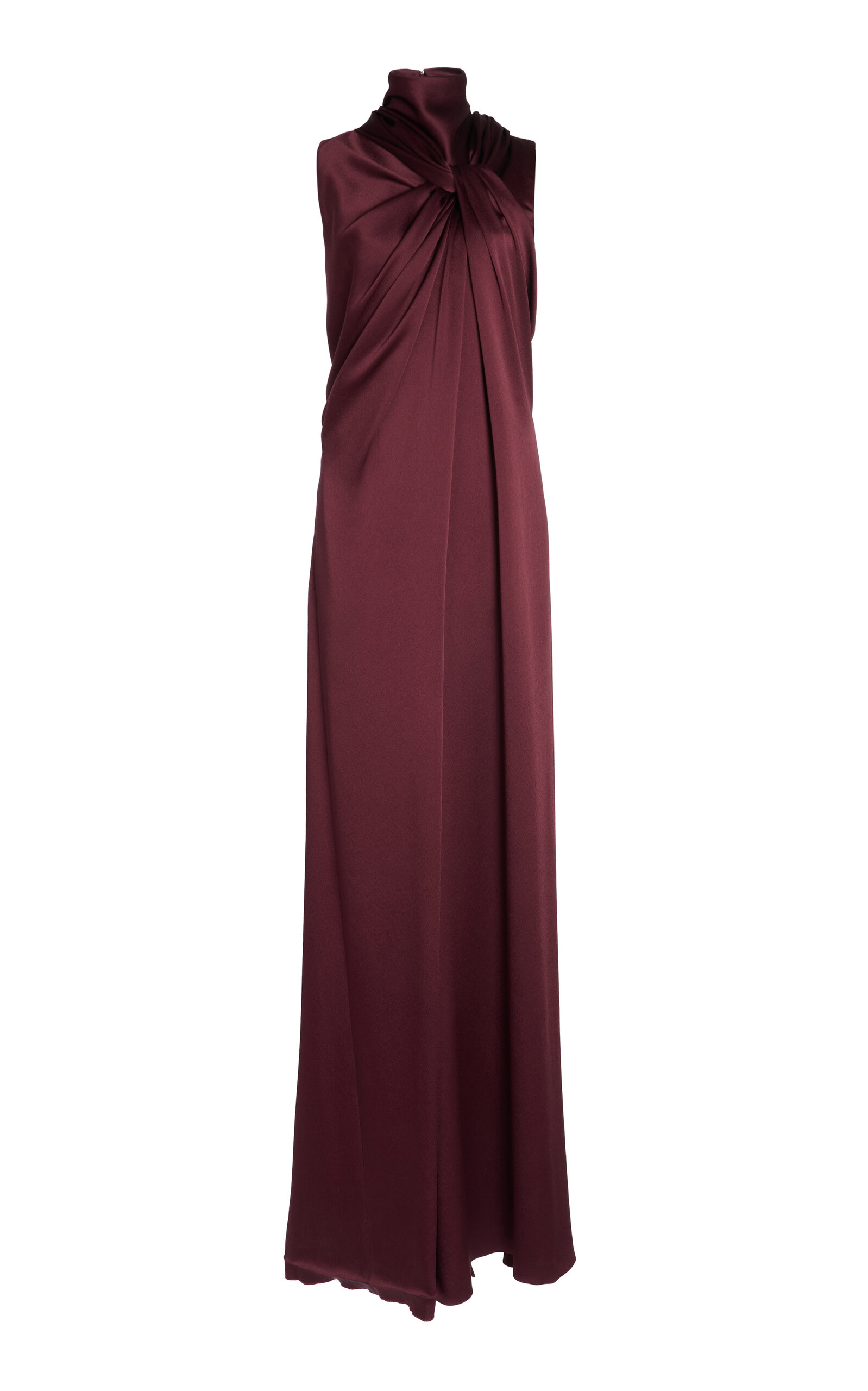Lanvin Knotted Satin Jumpsuit In Burgundy