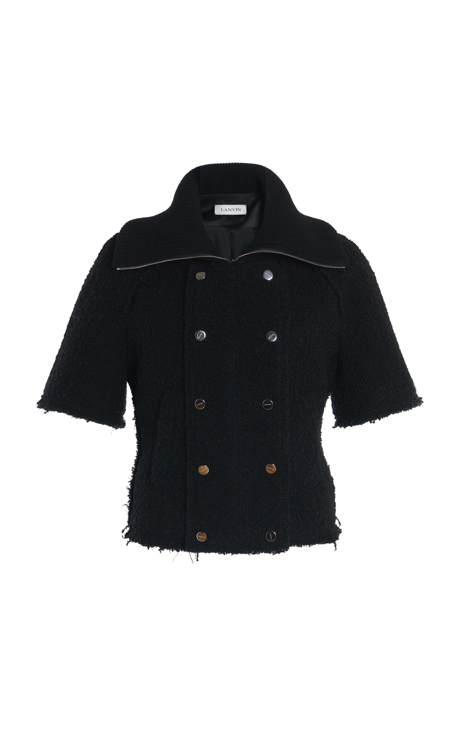 Lanvin Short-sleeve Wool-blend Jacket In Black