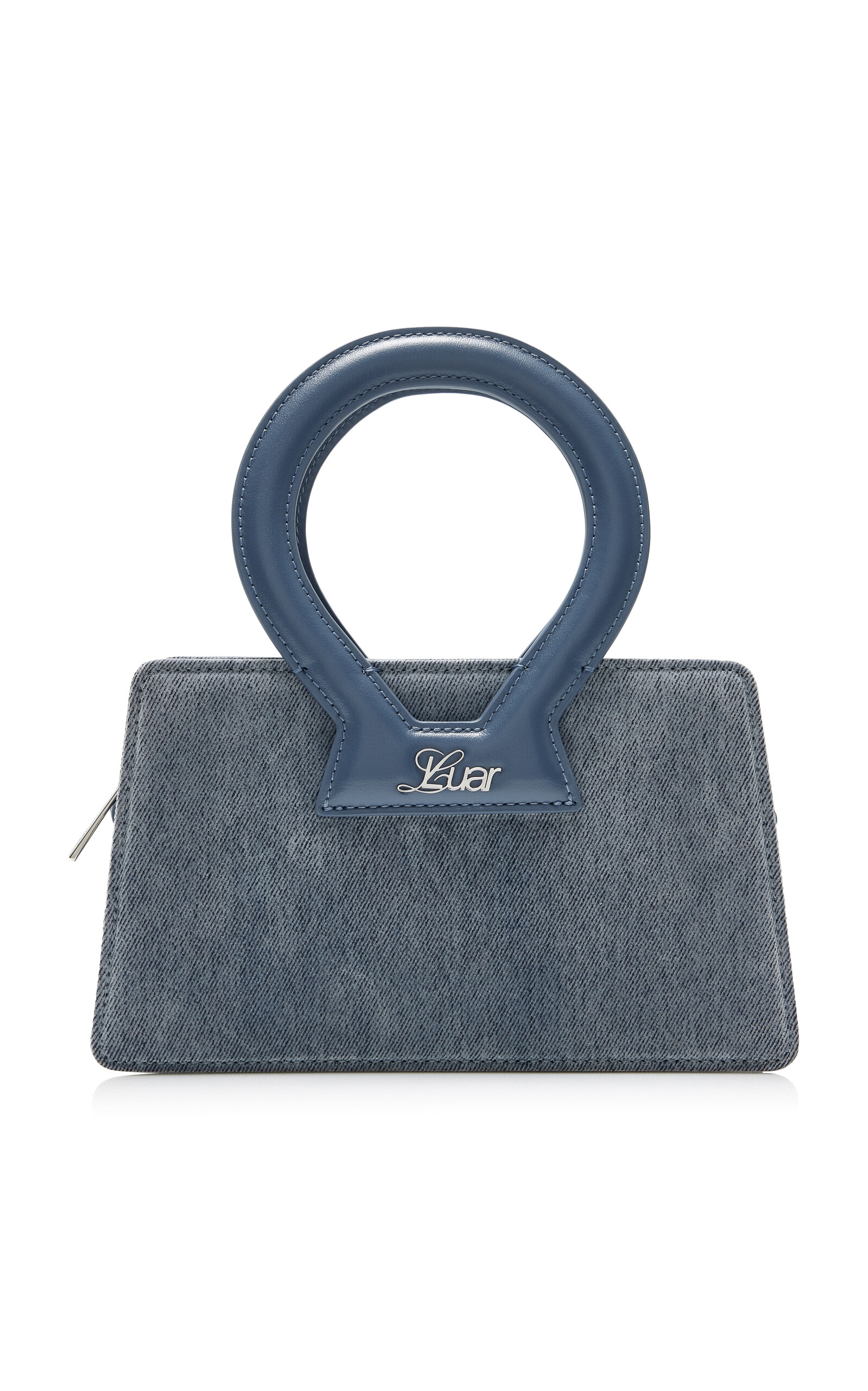 LUAR Small Ana Denim-Print Leather Top Handle Bag