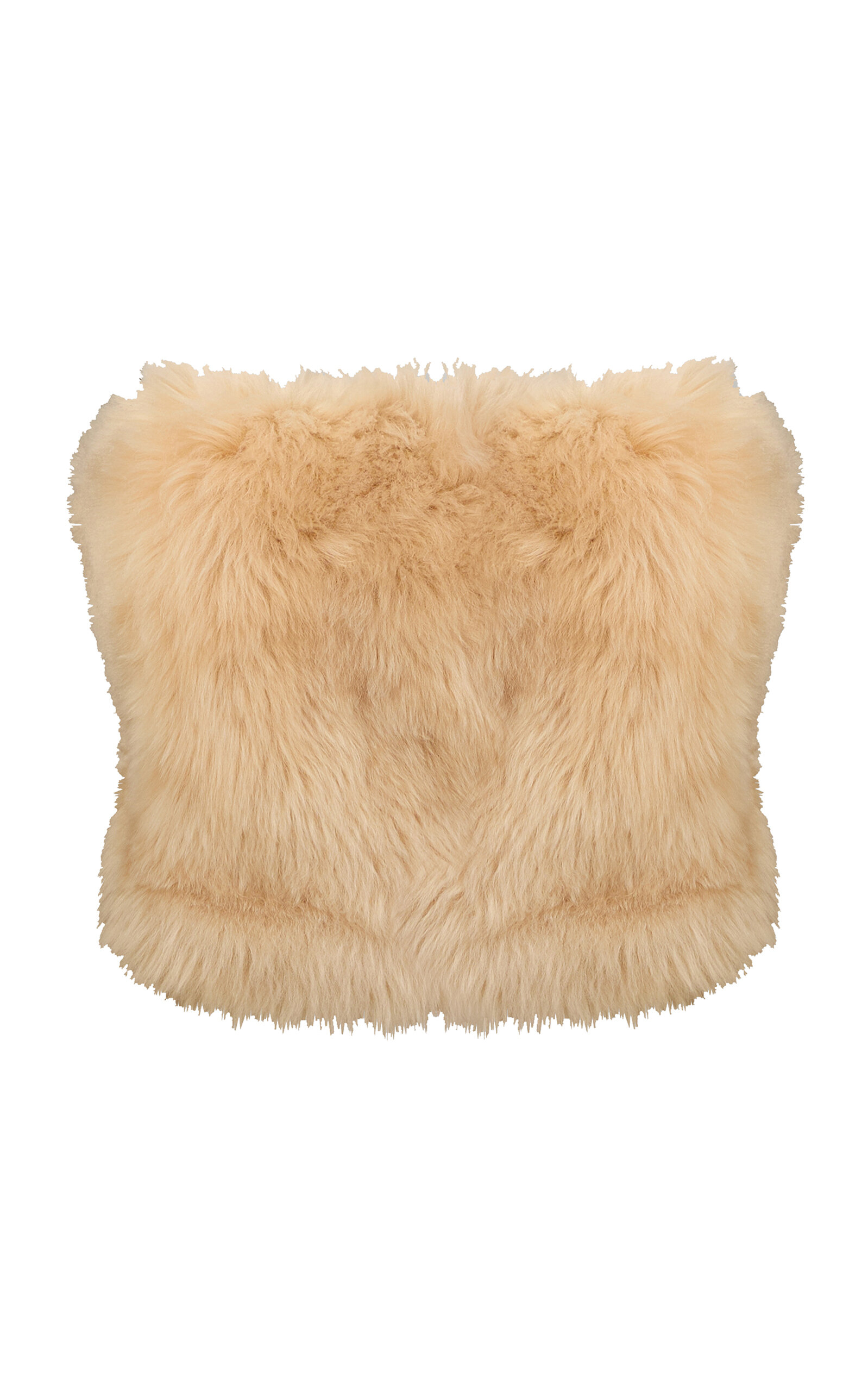 The New Arrivals Ilkyaz Ozel Dogi Strapless Shearling Top In Brown