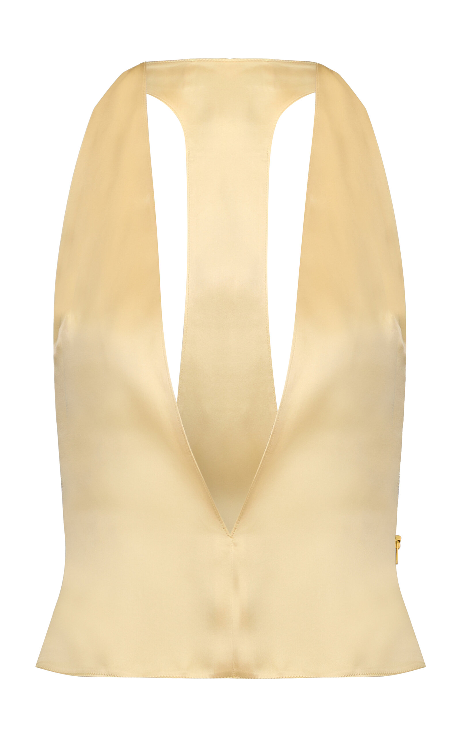 The New Arrivals Ilkyaz Ozel Plunging Silk Top - Yellow