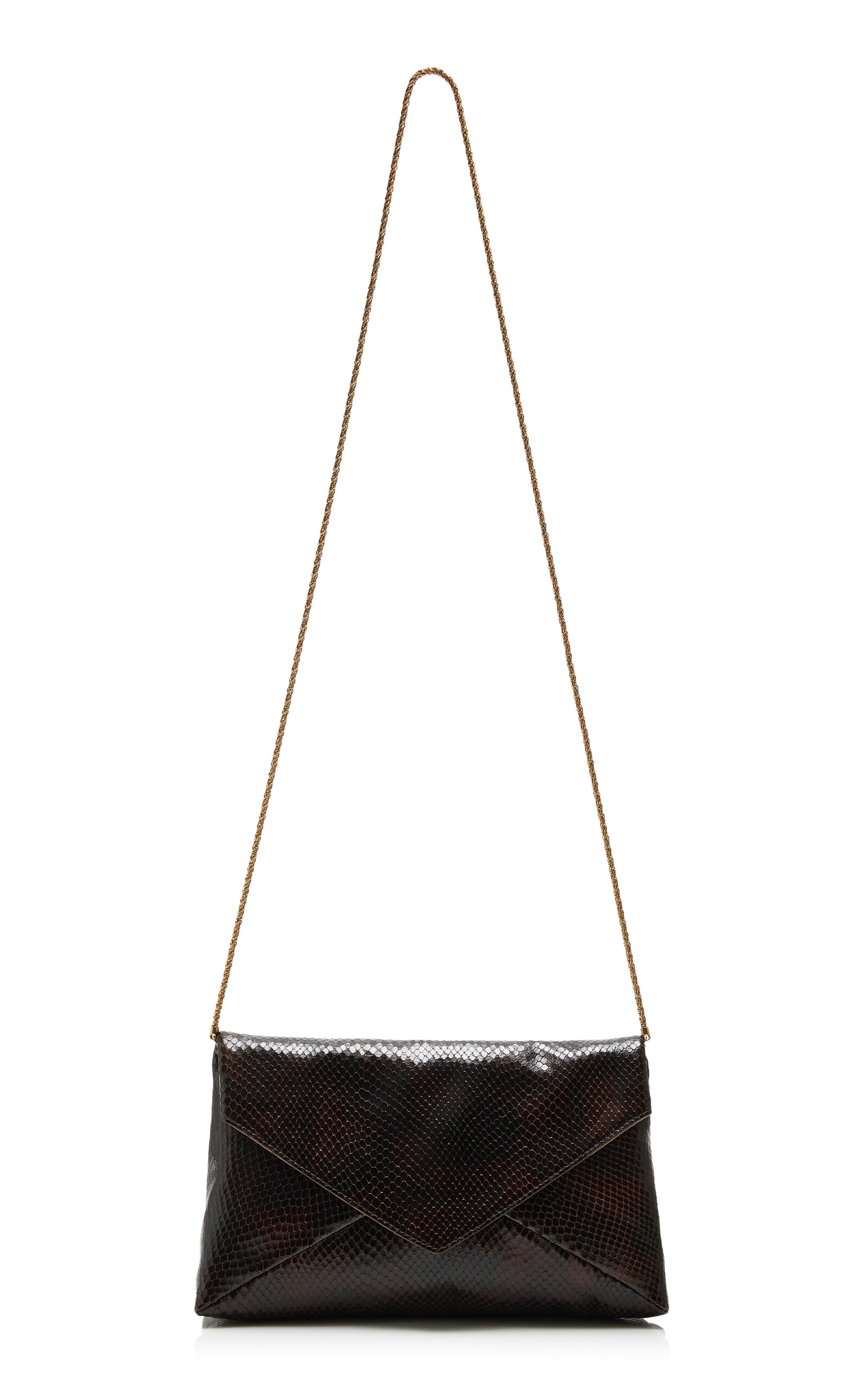 Dries Van Noten Lizard-Effect Leather Envelope Clutch - Brown - OS