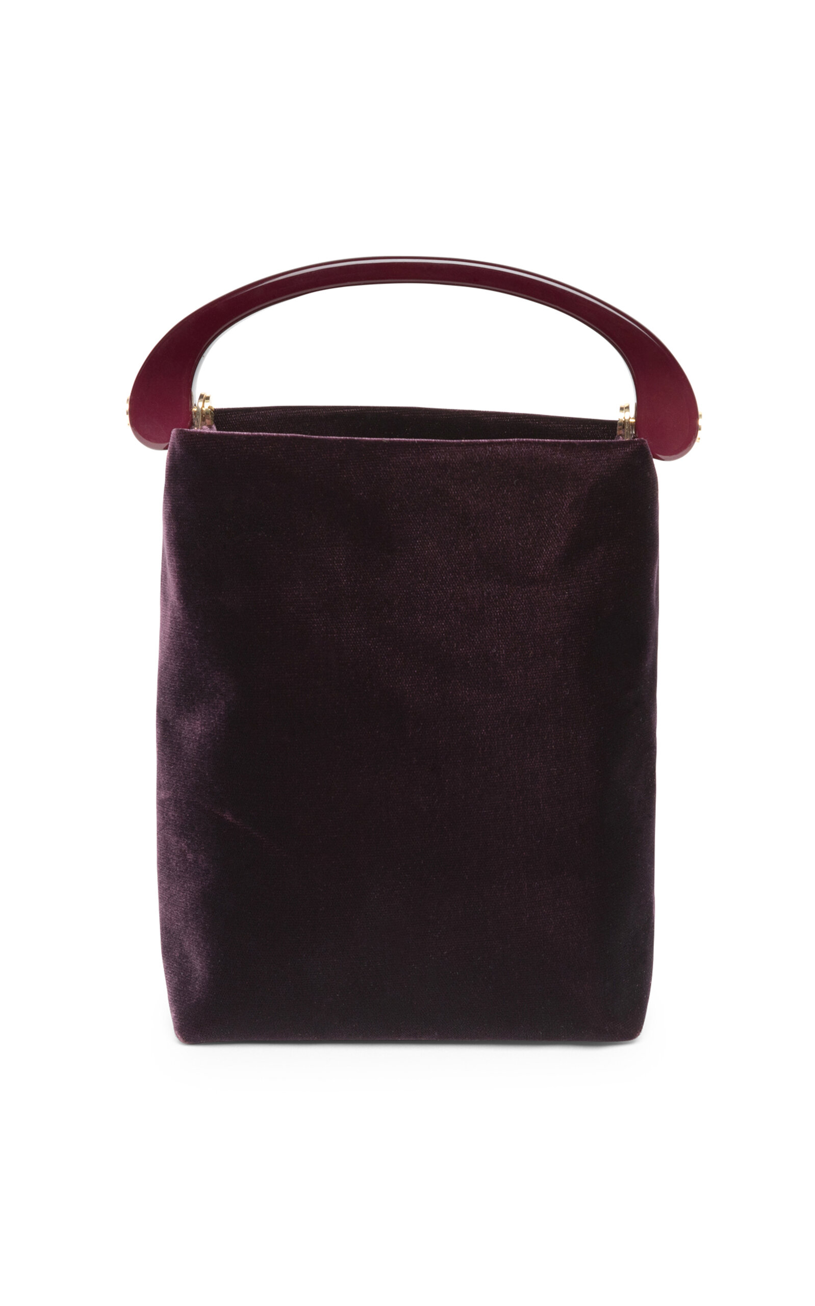 Dries Van Noten Resin-Handle Velvet Top Handle Bag