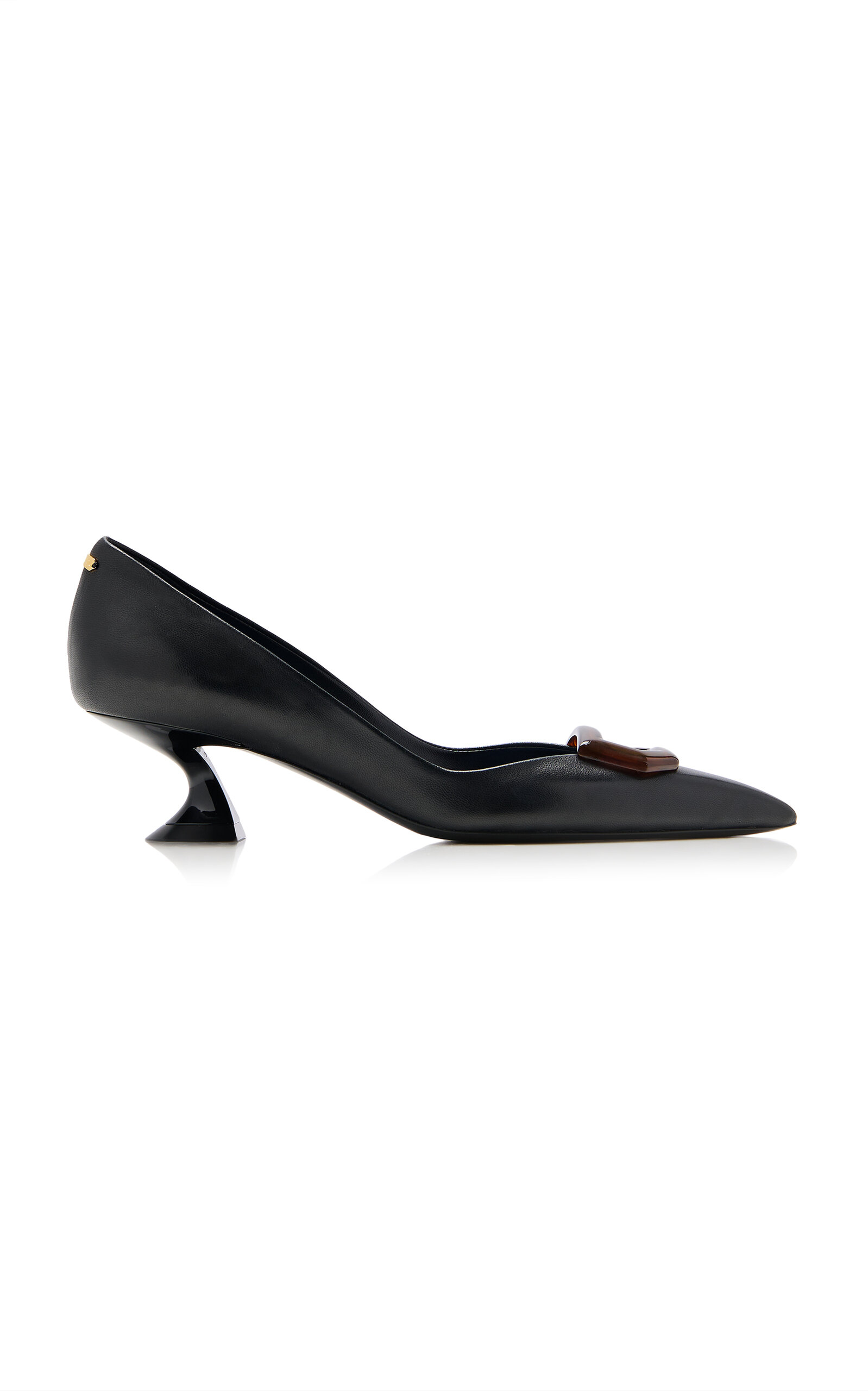 Lanvin Buckle-Detail Leather Kitten Heels