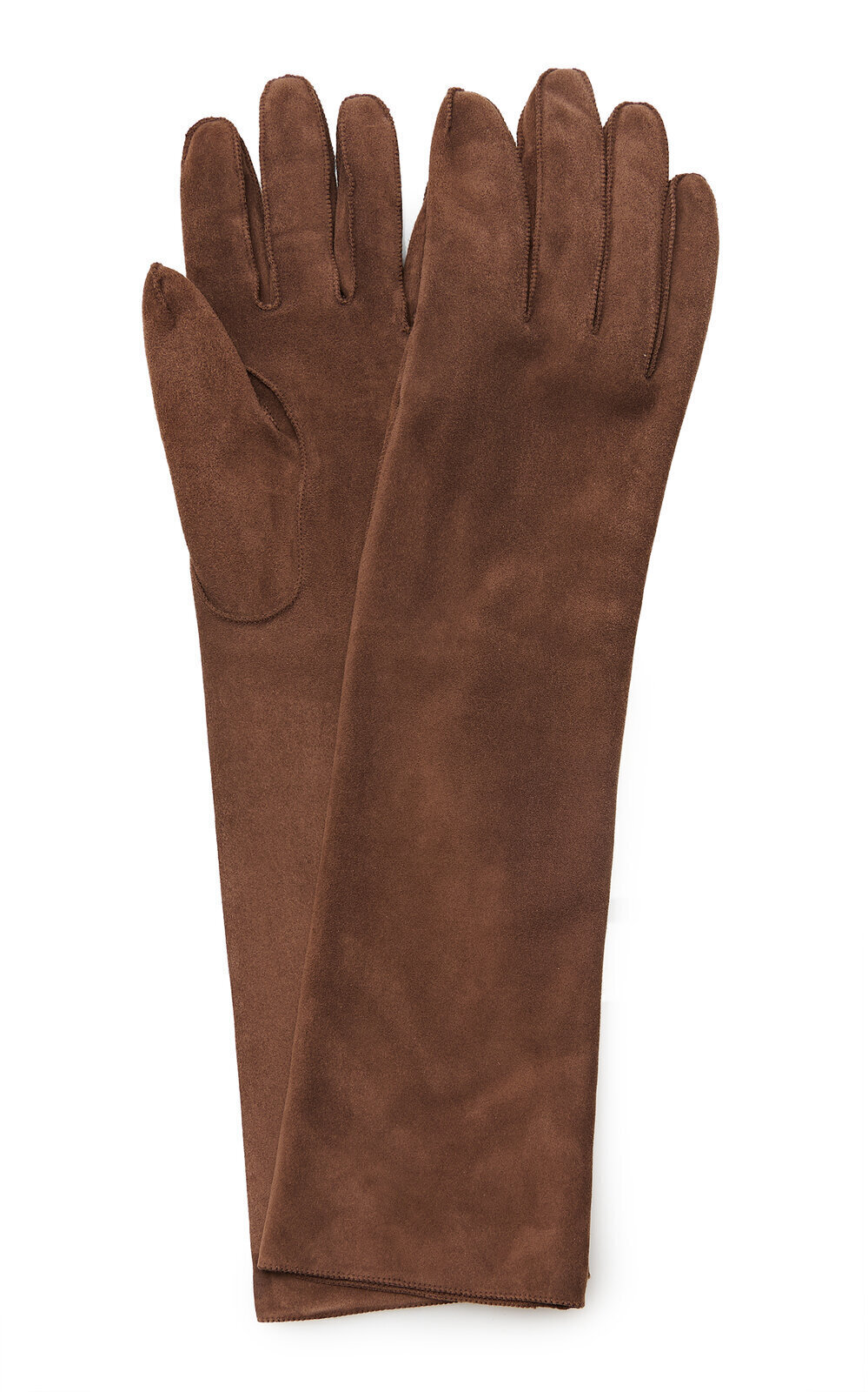 Lanvin Long Slim Suede Gloves In Brown