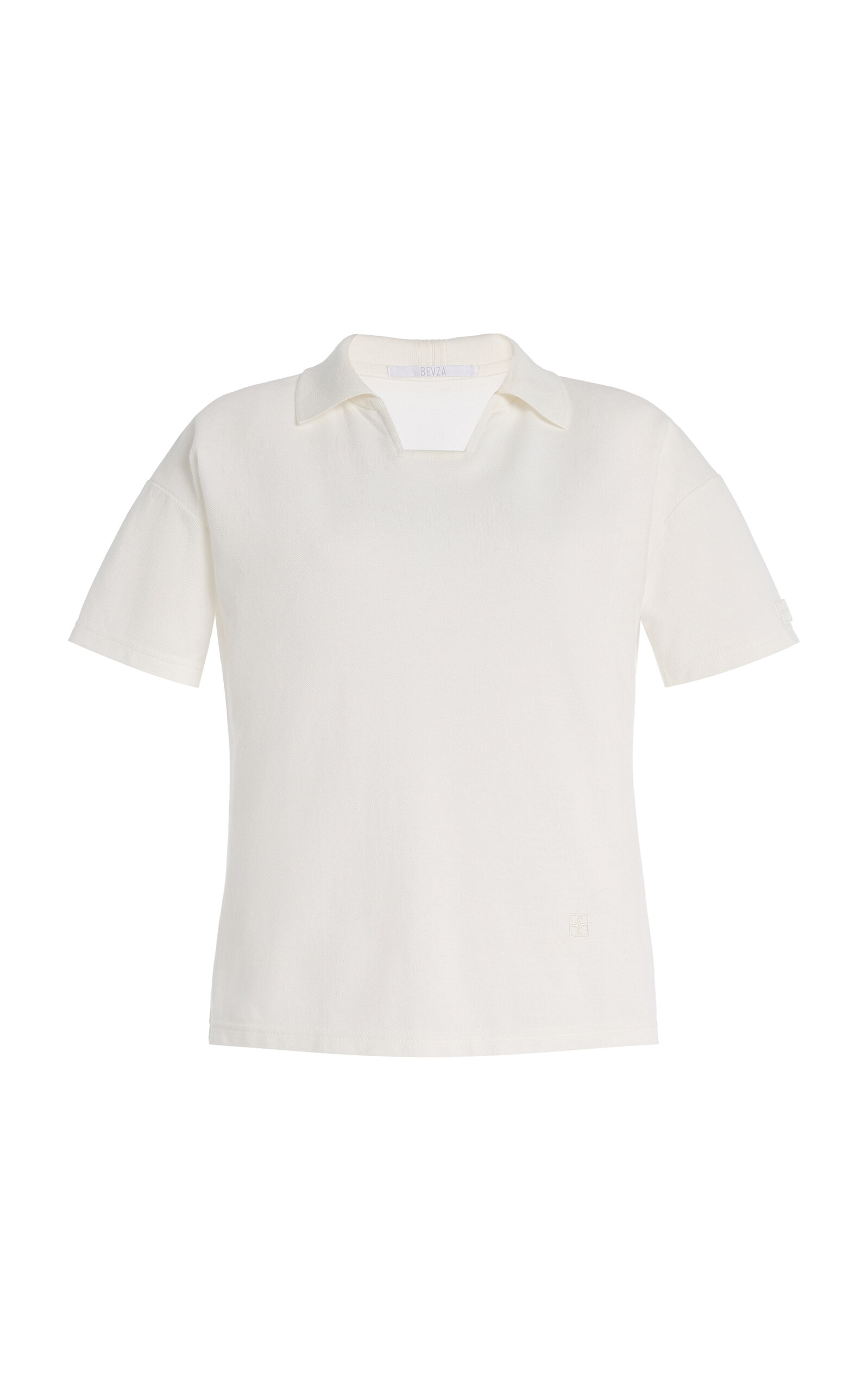 BEVZA Square-Neck Cotton Polo Shirt